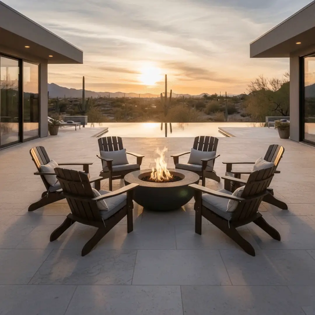 42" Round Beton Concrete (GFRC) Natural Gas Fire Pit - Graphite by Starfire Designs - Image 6