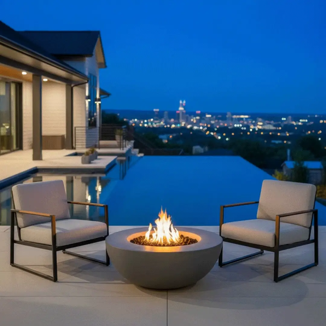 42" Round Beton Concrete (GFRC) Natural Gas Fire Pit - Natural Gray by Starfire Designs - Image 5
