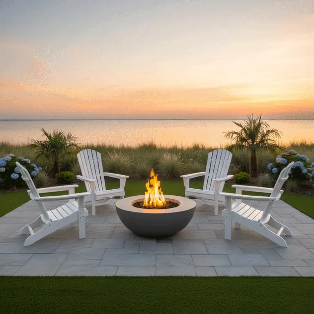 42" Round Beton Concrete (GFRC) Natural Gas Fire Pit - Natural Gray by Starfire Designs - Image 6
