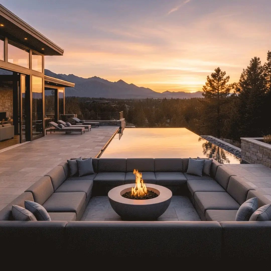 42" Round Beton Concrete (GFRC) Natural Gas Fire Pit - Natural Gray by Starfire Designs - Image 7