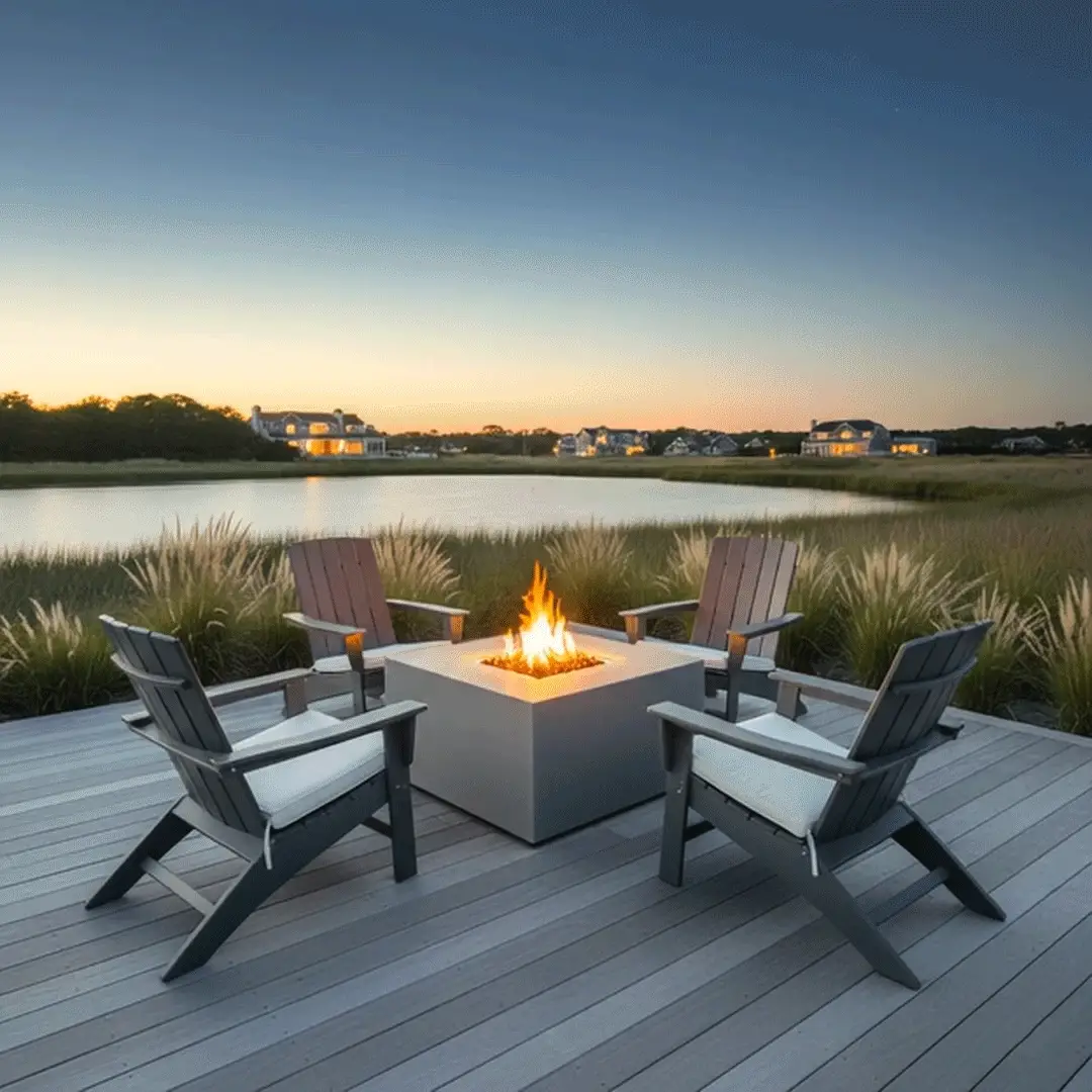 42" Square Beton Concrete (GFRC) Gas Fire Pit with Hidden Propane Tank - Natural Gray by Starfire Designs - Image 5