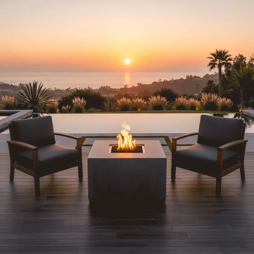 42" Square Beton Concrete (GFRC) Gas Fire Pit with Hidden Propane Tank - Natural Gray by Starfire Designs - Image 6