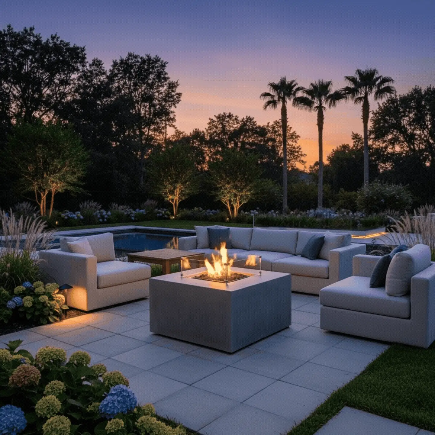 42" Square Beton Concrete (GFRC) Gas Fire Pit with Hidden Propane Tank - Natural Gray by Starfire Designs - Image 7