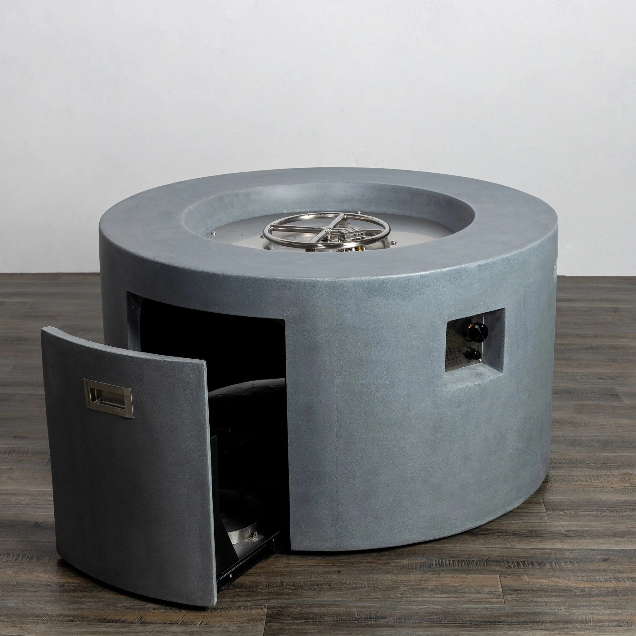 42" Round Beton Concrete (GFRC) Gas Fire Pit with Hidden Propane Tank by Starfire Designs - Image 10