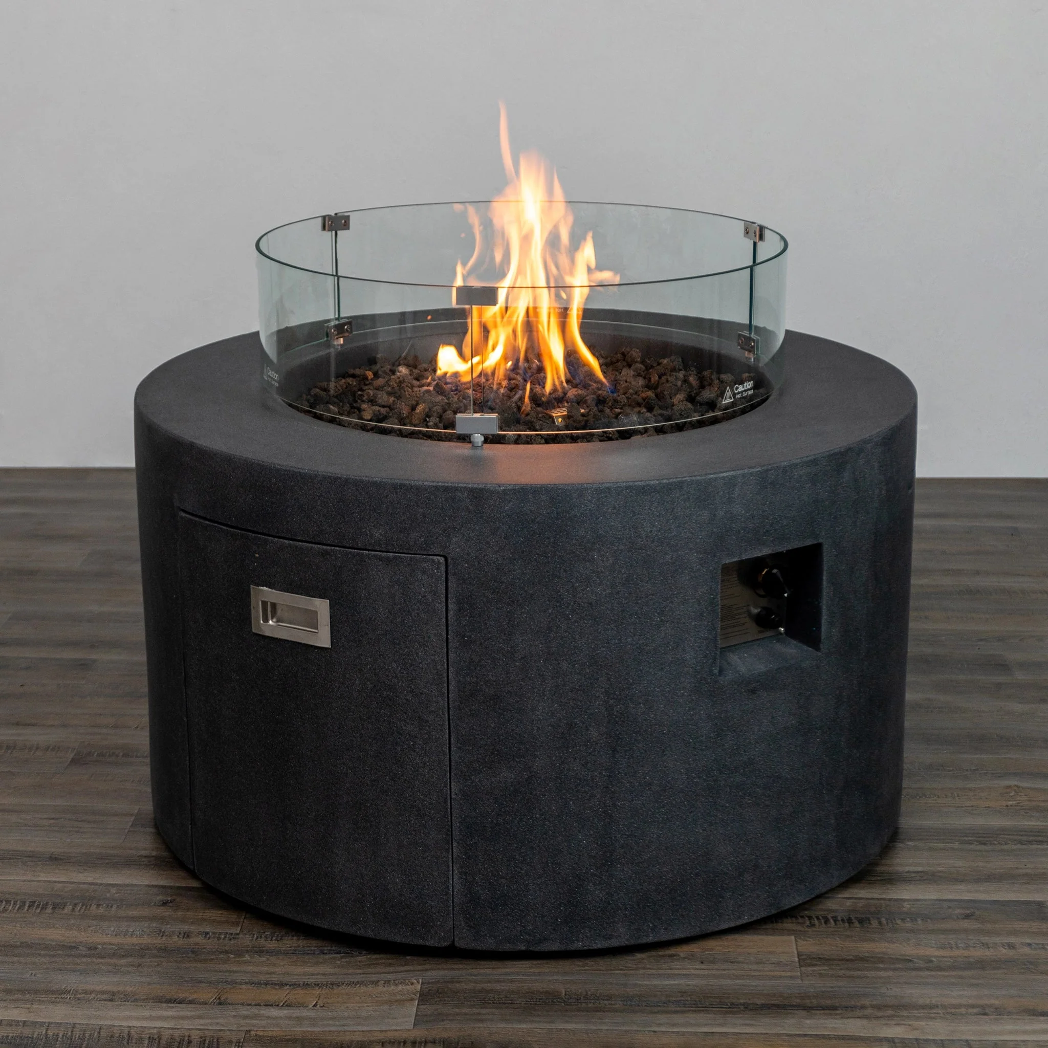 42" Round Beton Concrete (GFRC) Gas Fire Pit with Hidden Propane Tank by Starfire Designs - Image 25