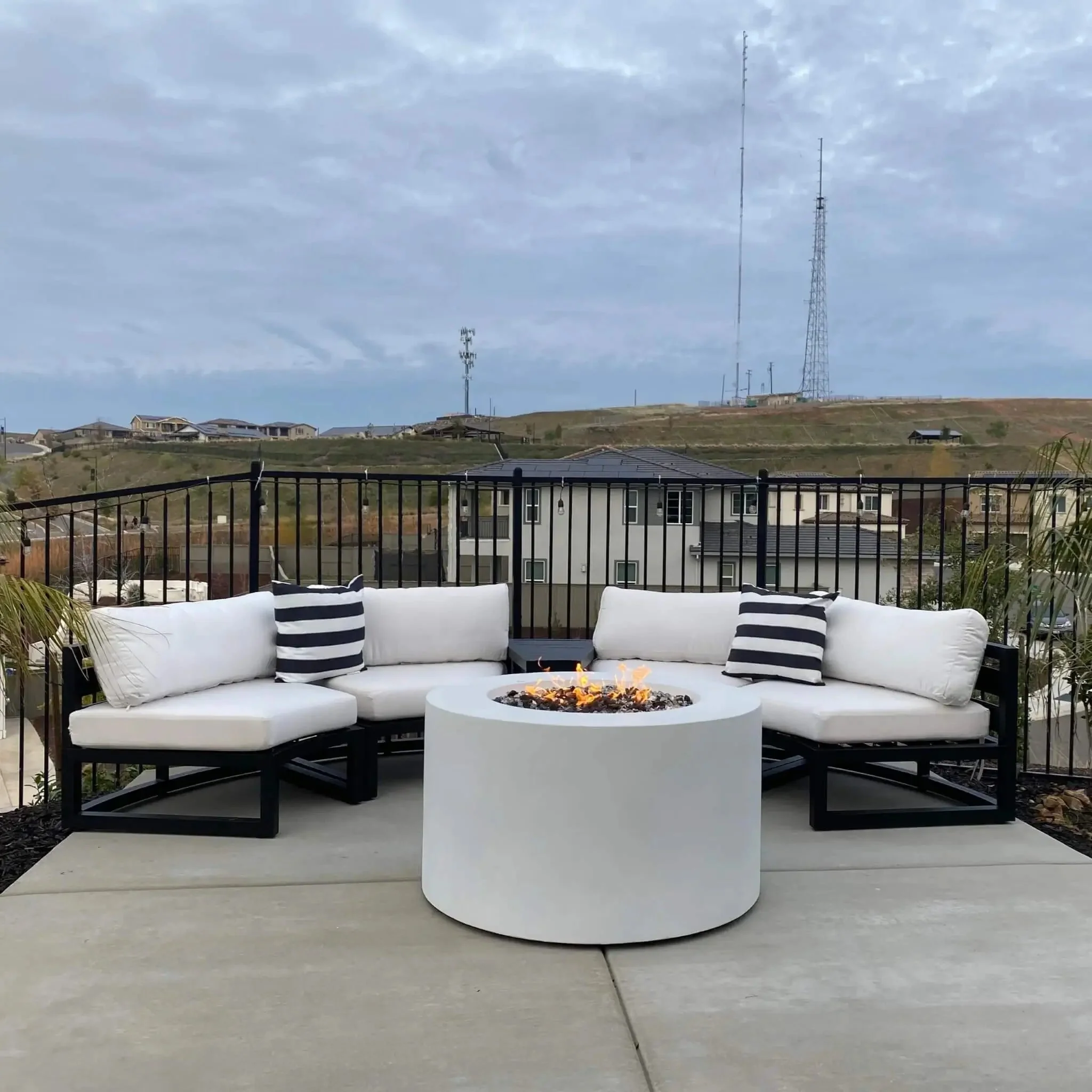 42" Round Beton Concrete (GFRC) Gas Fire Pit with Hidden Propane Tank by Starfire Designs - Image 3