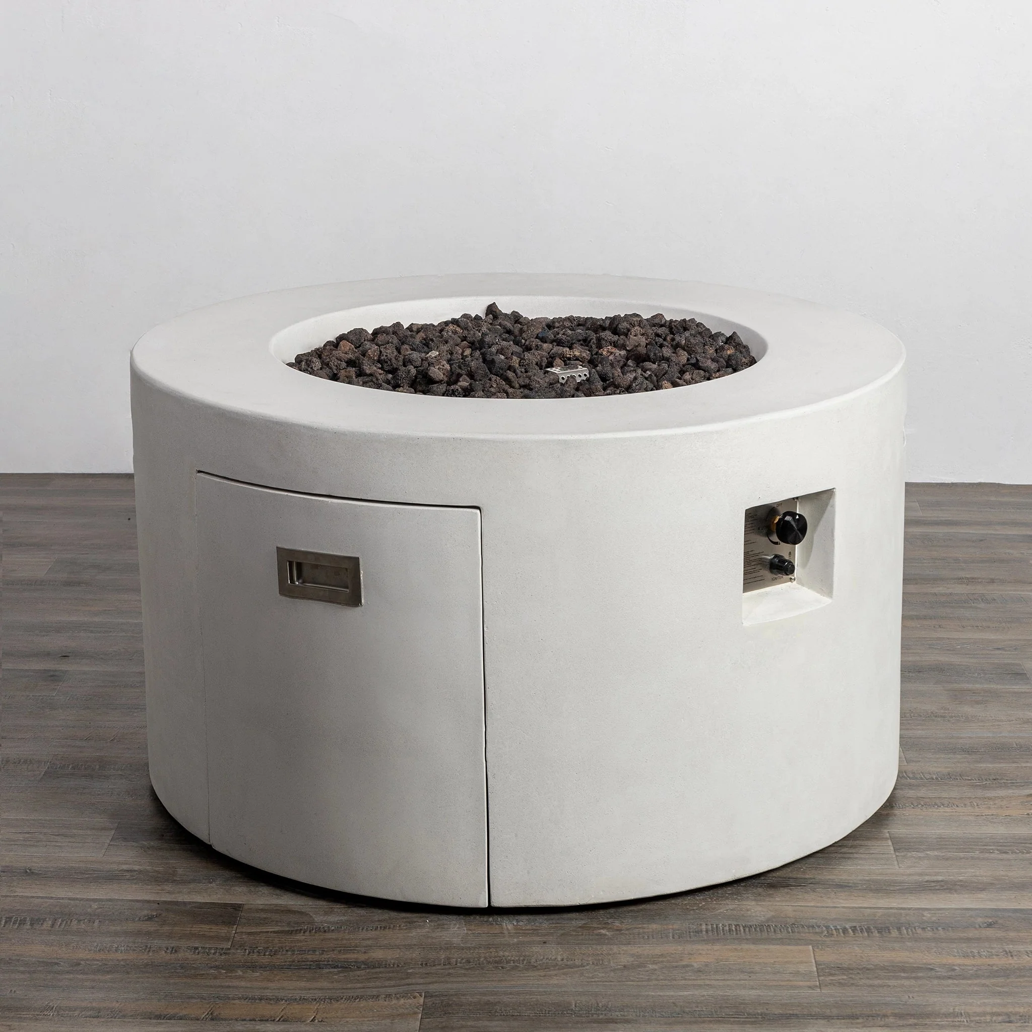 42" Round Beton Concrete (GFRC) Gas Fire Pit with Hidden Propane Tank by Starfire Designs - Image 37