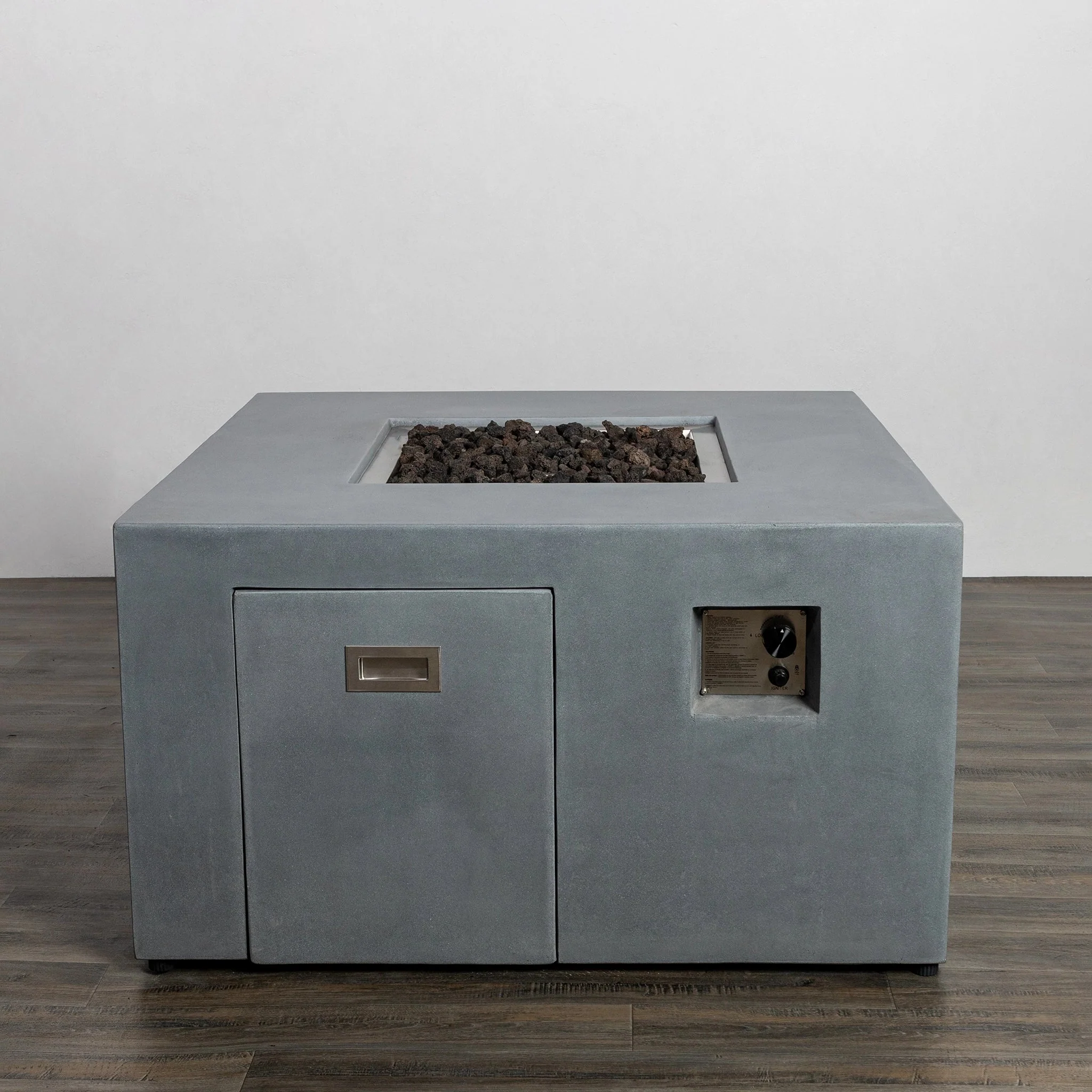 42" Square Beton Concrete (GFRC) Gas Fire Pit with Hidden Propane Tank by Starfire Designs - Image 13