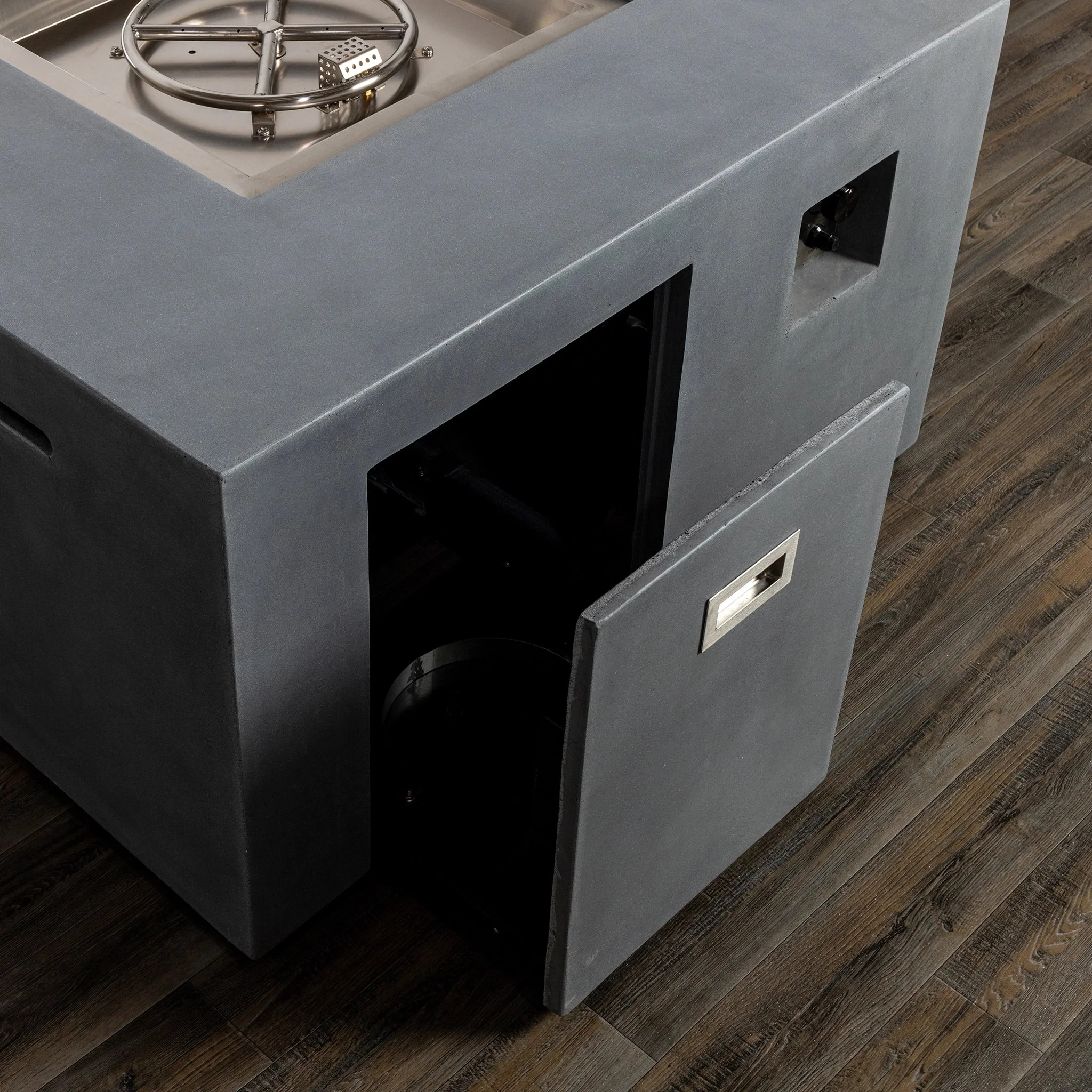 42" Square Beton Concrete (GFRC) Gas Fire Pit with Hidden Propane Tank by Starfire Designs - Image 20