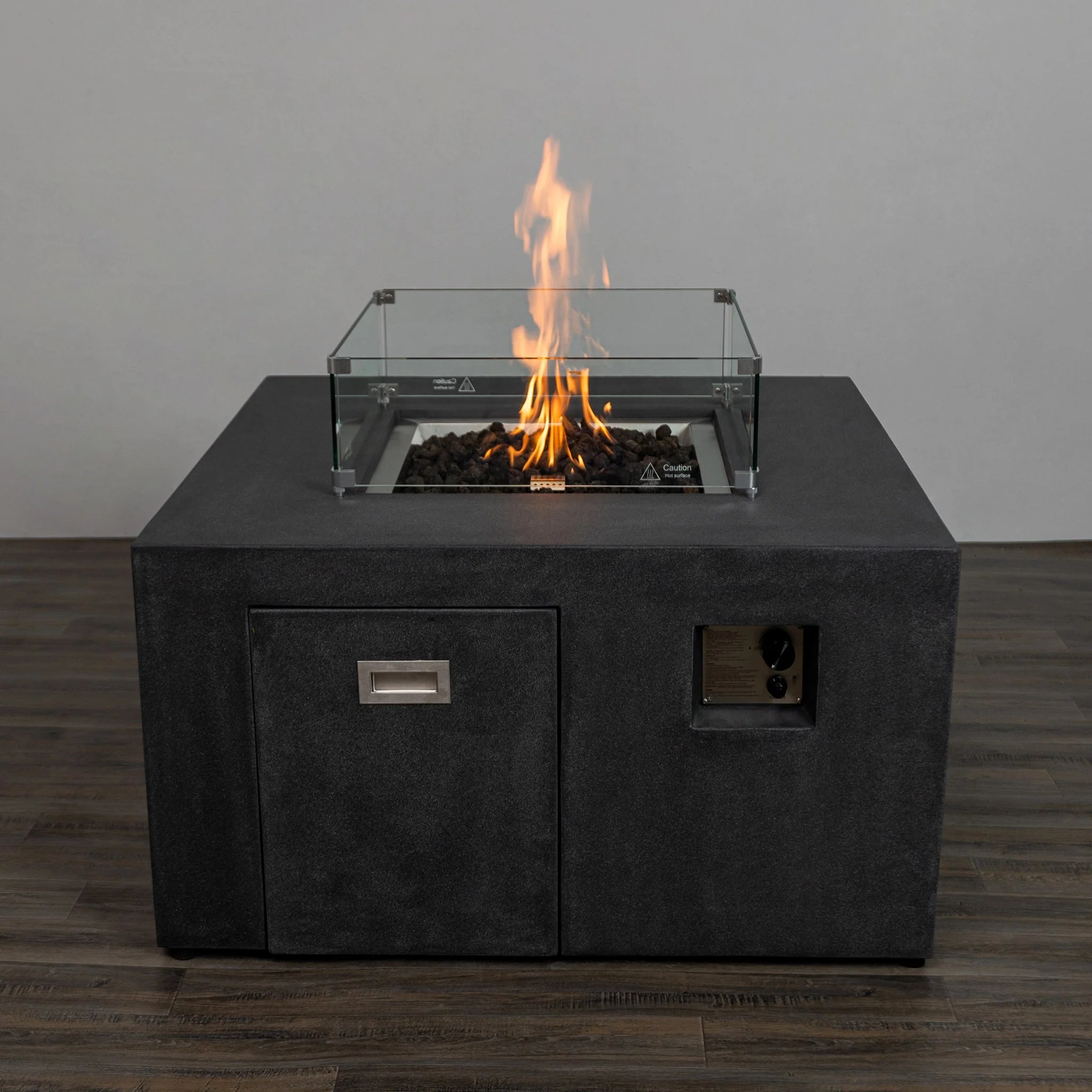 42" Square Beton Concrete (GFRC) Gas Fire Pit with Hidden Propane Tank by Starfire Designs - Image 22