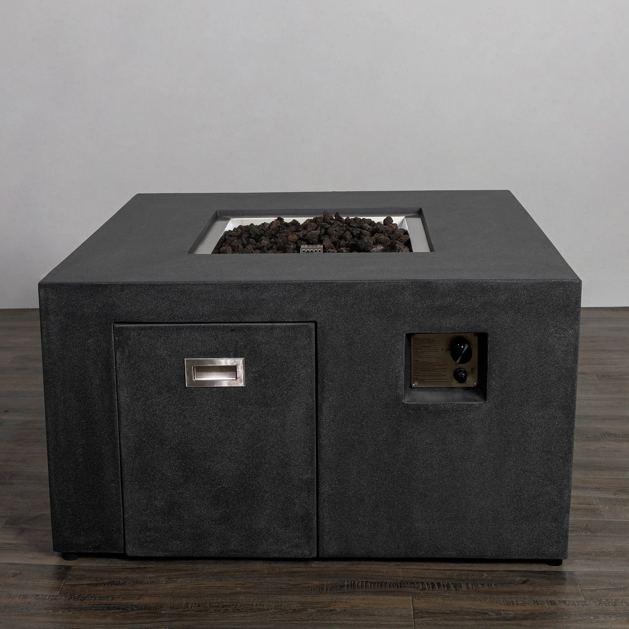 42" Square Beton Concrete (GFRC) Gas Fire Pit with Hidden Propane Tank by Starfire Designs - Image 23