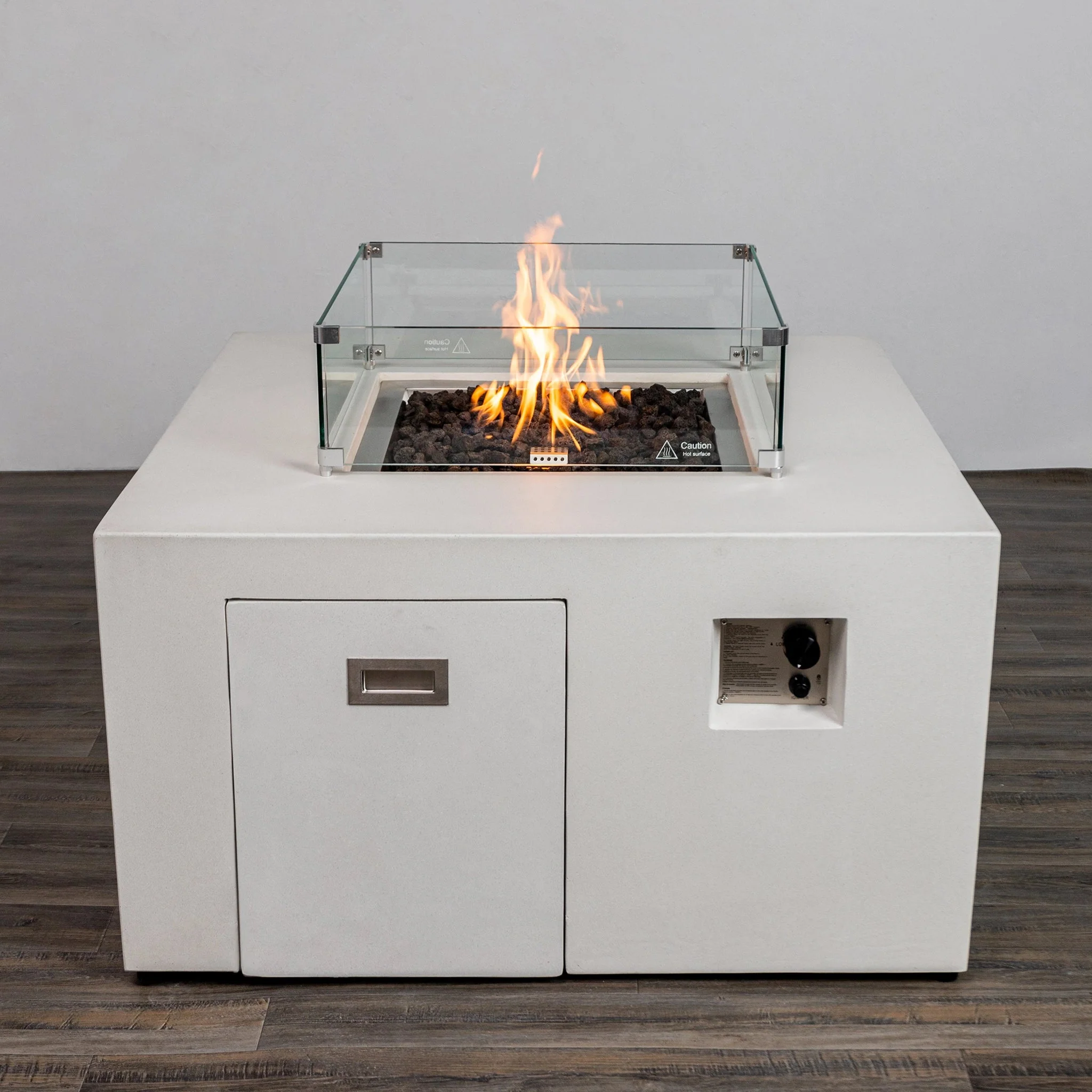 42" Square Beton Concrete (GFRC) Gas Fire Pit with Hidden Propane Tank by Starfire Designs - Image 32