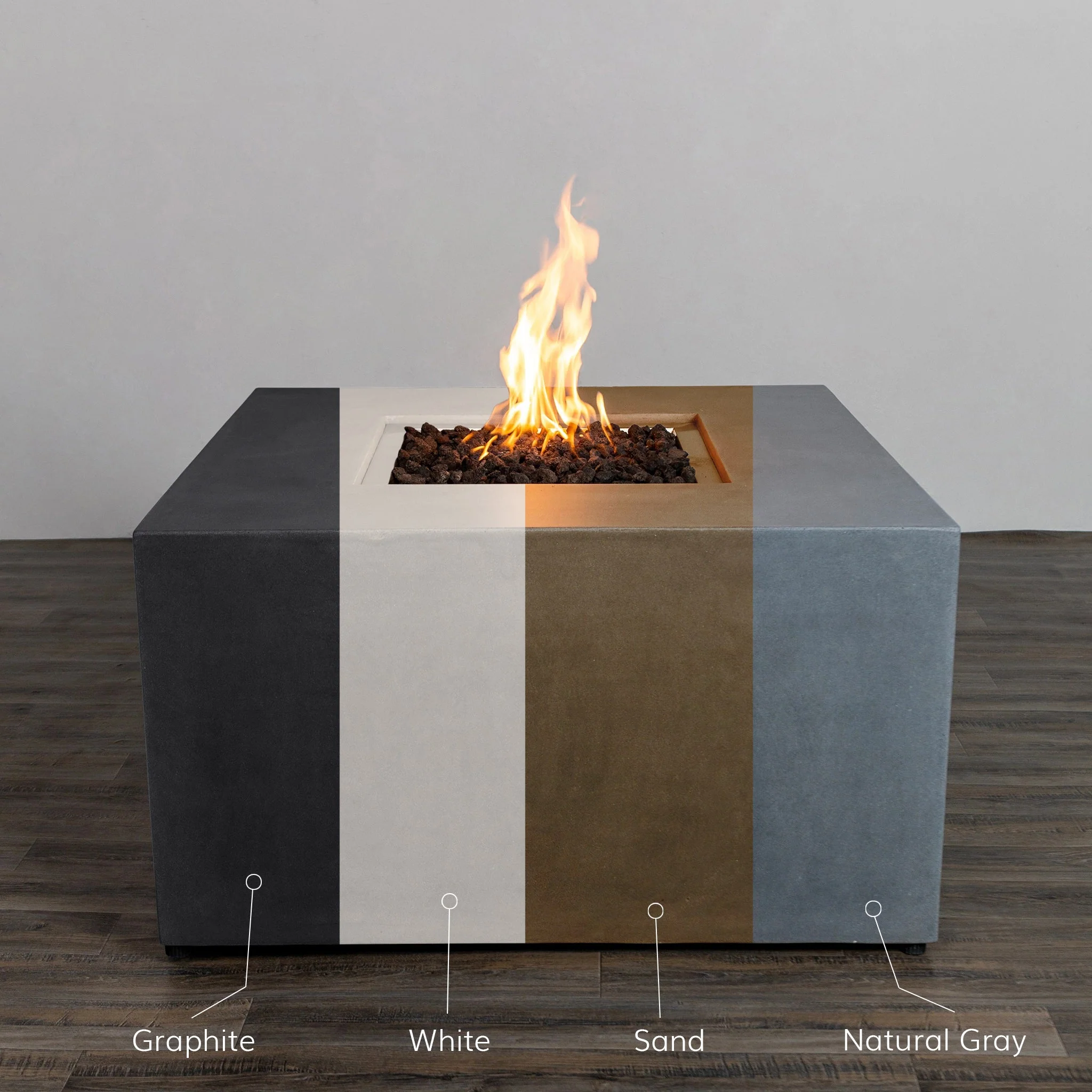 42" Square Beton Concrete (GFRC) Gas Fire Pit with Hidden Propane Tank by Starfire Designs - Image 4
