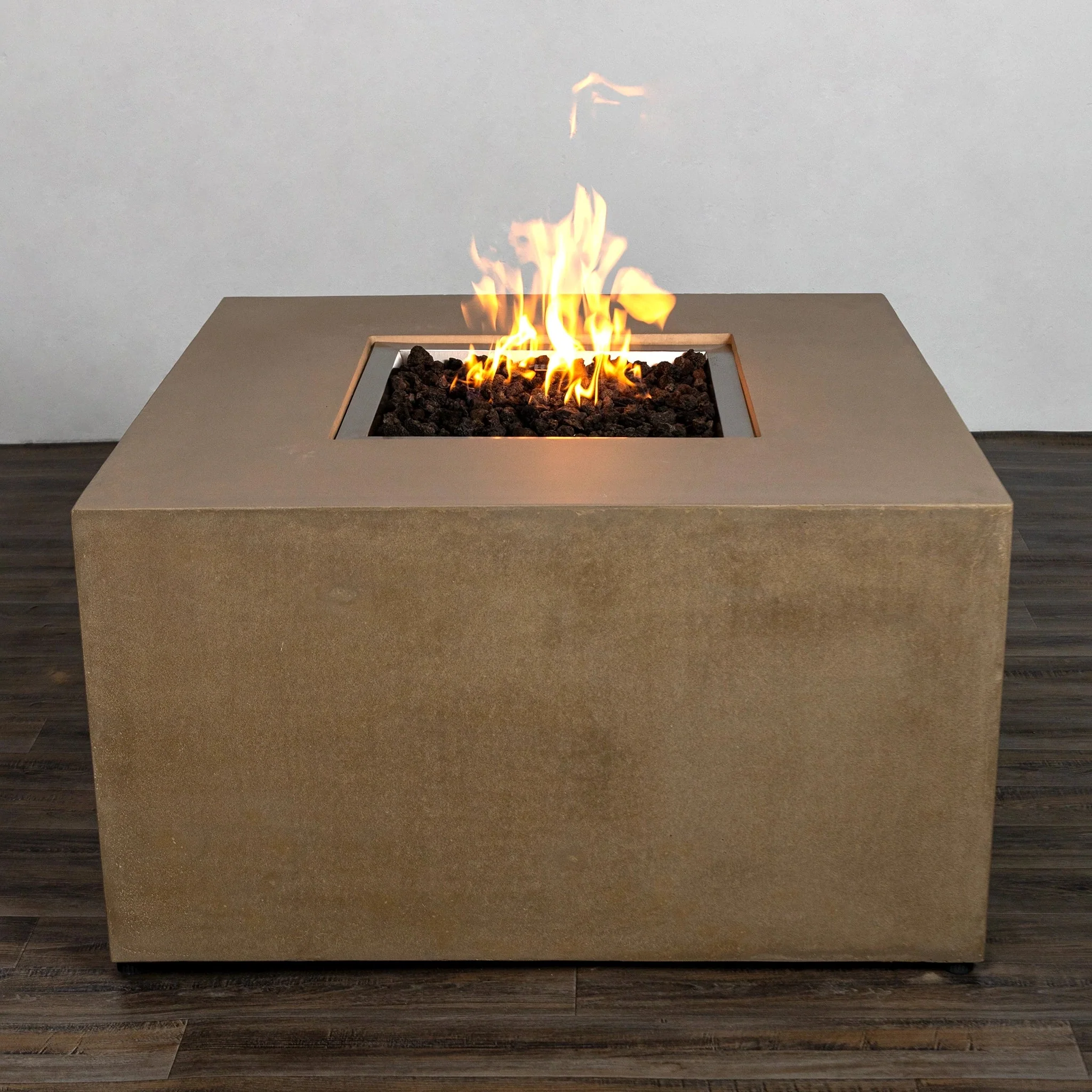 42" Square Beton Concrete (GFRC) Gas Fire Pit with Hidden Propane Tank by Starfire Designs - Image 41