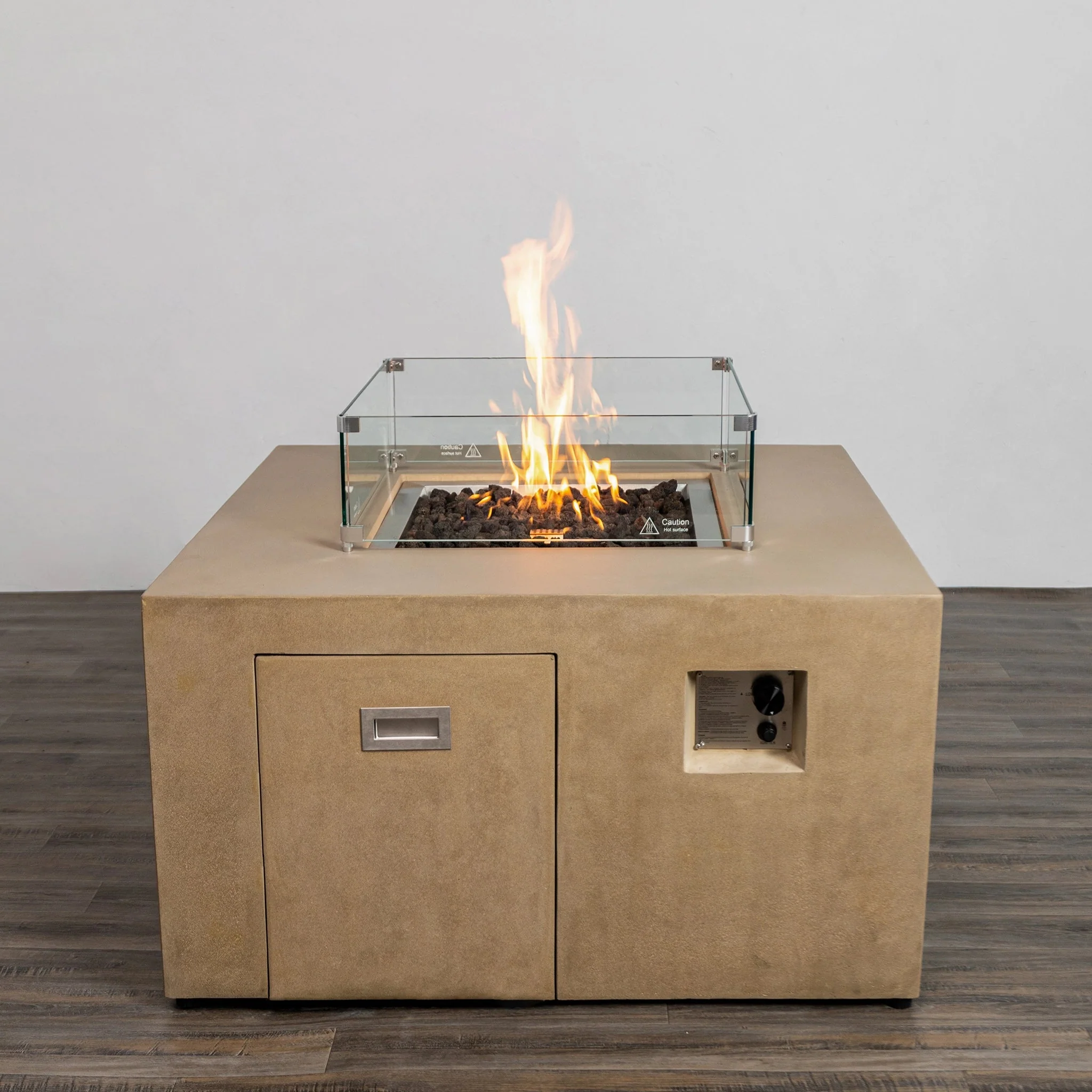 42" Square Beton Concrete (GFRC) Gas Fire Pit with Hidden Propane Tank by Starfire Designs - Image 42