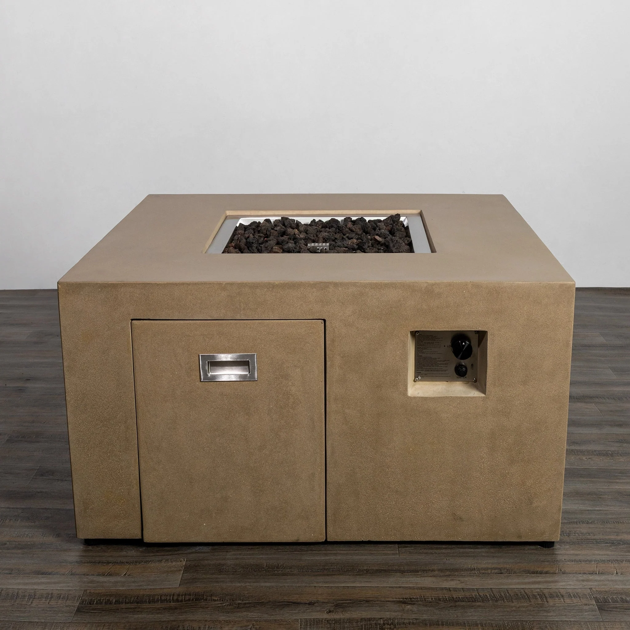 42" Square Beton Concrete (GFRC) Gas Fire Pit with Hidden Propane Tank by Starfire Designs - Image 43