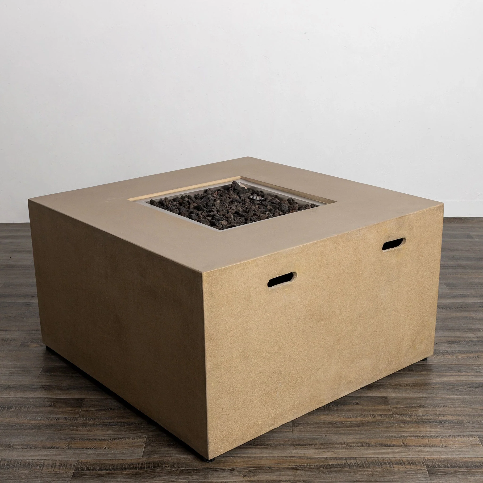 42" Square Beton Concrete (GFRC) Gas Fire Pit with Hidden Propane Tank by Starfire Designs - Image 44