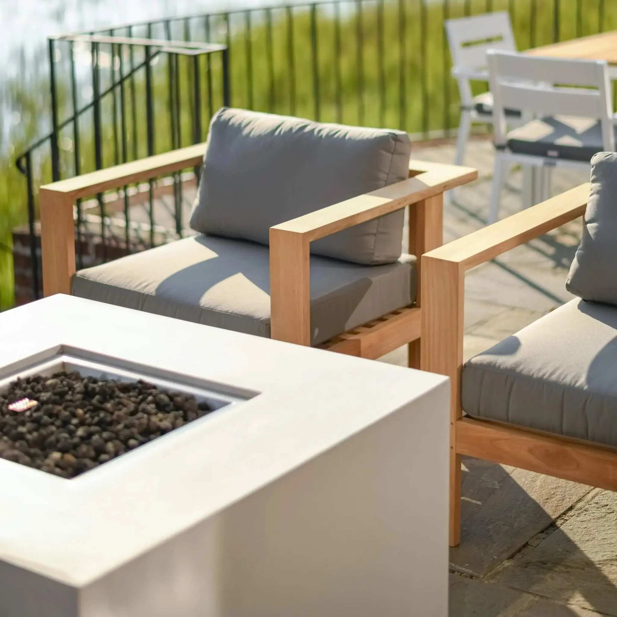 42" Square Beton Concrete (GFRC) Gas Fire Pit with Hidden Propane Tank by Starfire Designs - Image 8