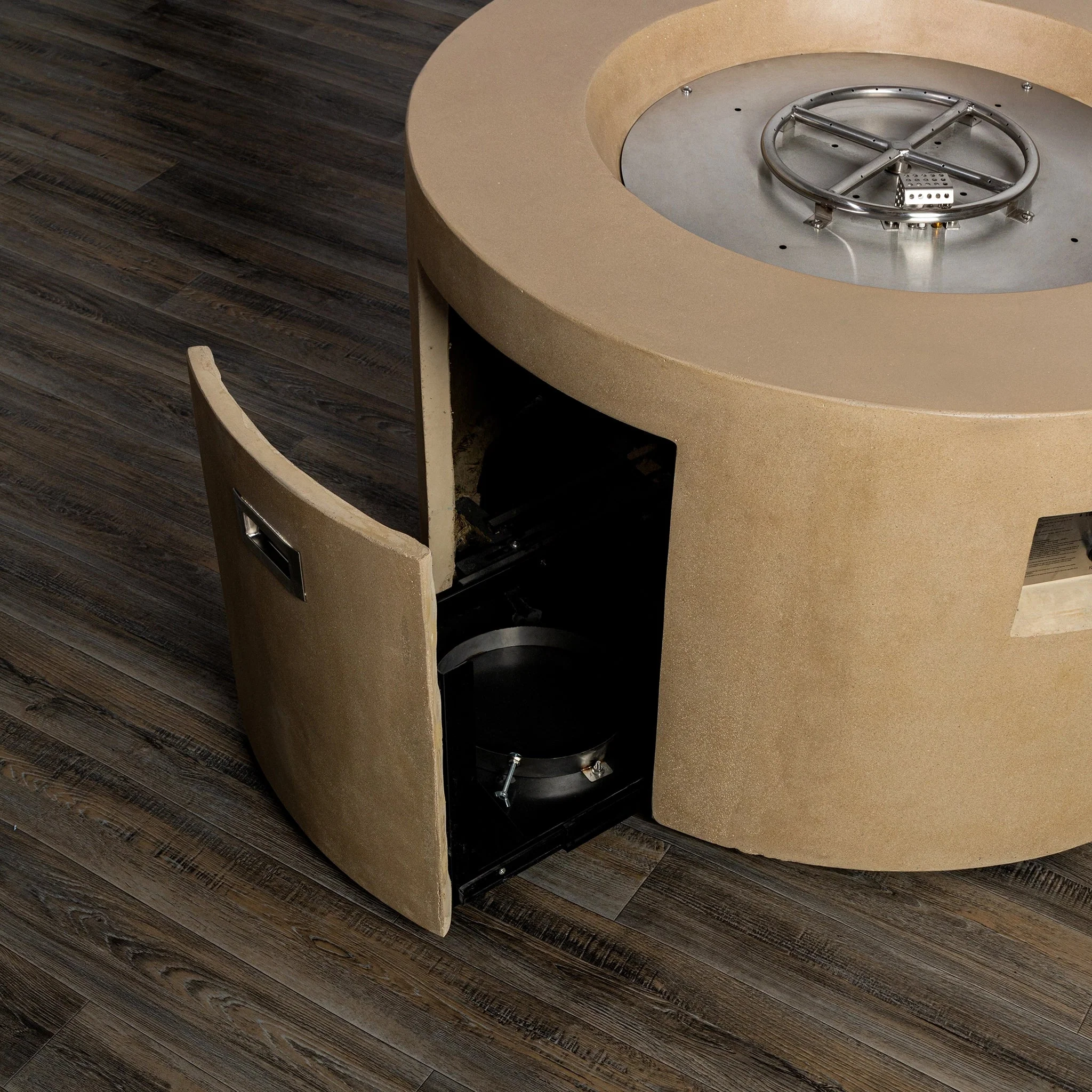 42" Round Beton Concrete (GFRC) Gas Fire Pit with Hidden Propane Tank by Starfire Designs - Image 21