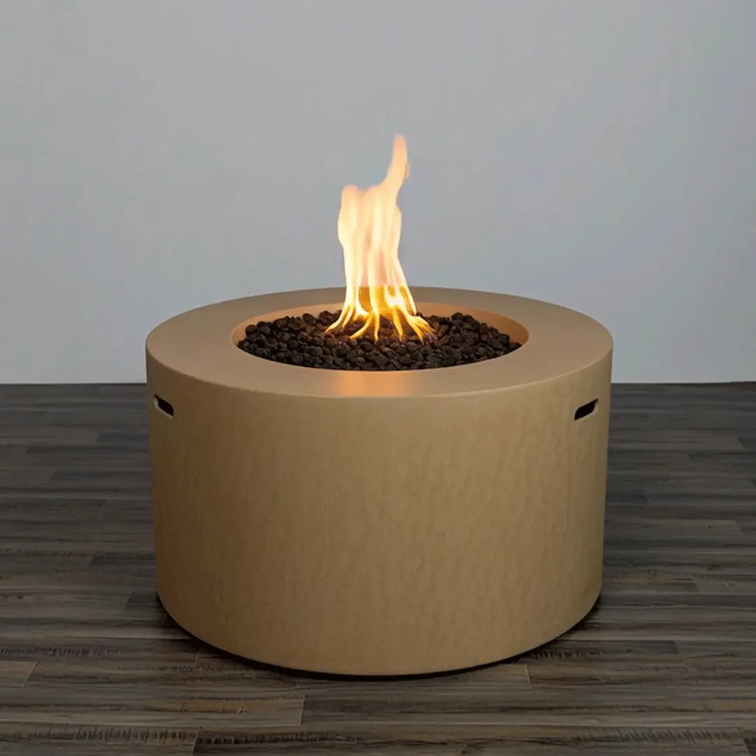 42" Round Beton Concrete (GFRC) Gas Fire Pit with Hidden Propane Tank - Sand by Starfire Designs - Image 2