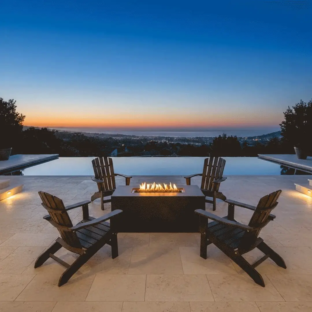 55" Rectangle Beton Concrete (GFRC) Gas Fire Pit with Hidden Propane Tank - Graphite by Starfire Designs - Image 7