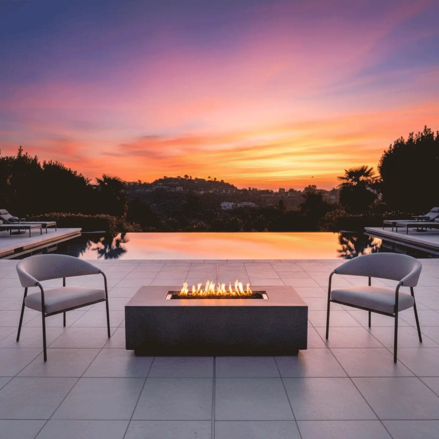 55" Rectangle Beton Concrete (GFRC) Natural Gas Fire Pit - Natural Gray by Starfire Designs - Image 5