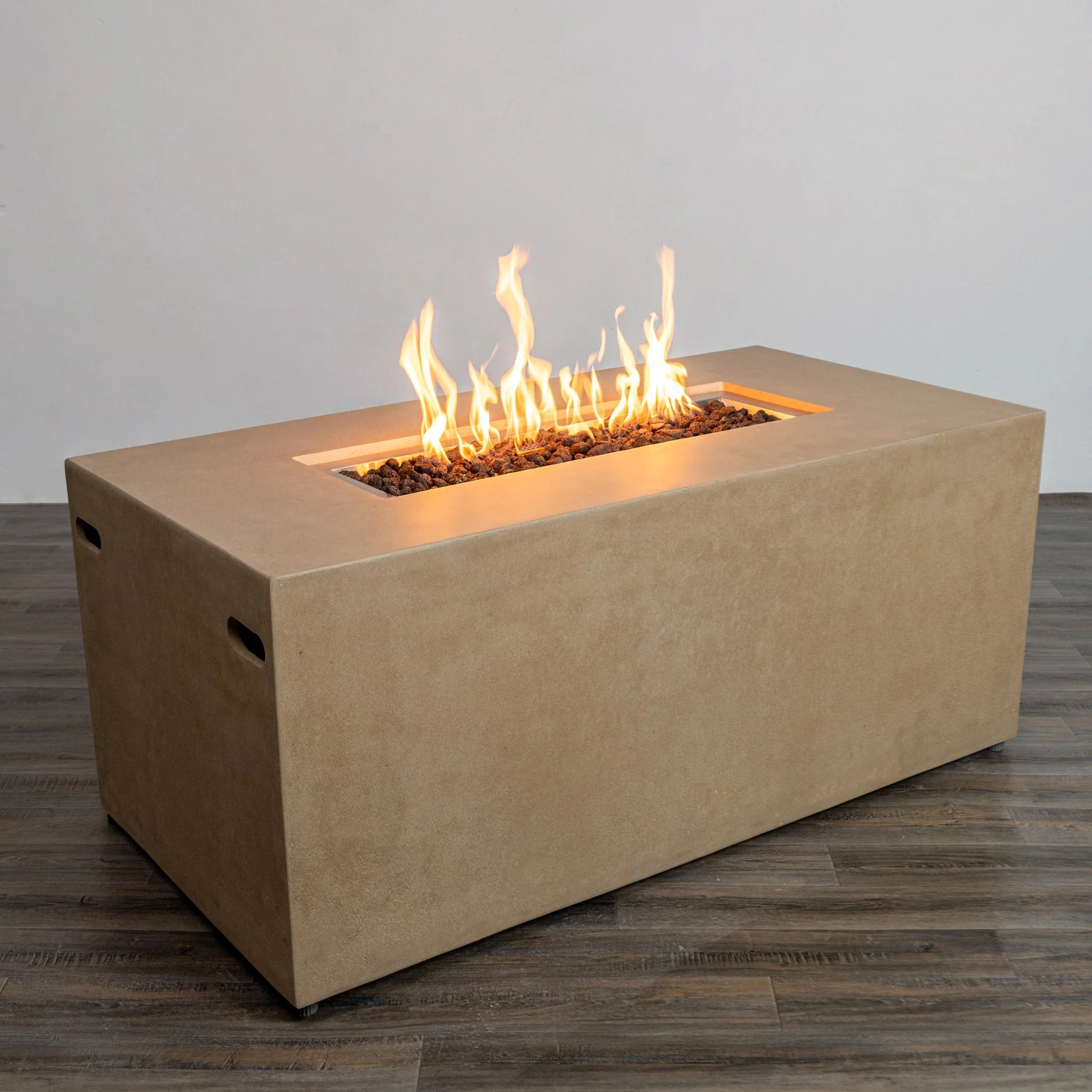 55" Rectangle Beton Concrete (GFRC) Gas Fire Pit with Hidden Propane Tank by Starfire Designs - Image 28