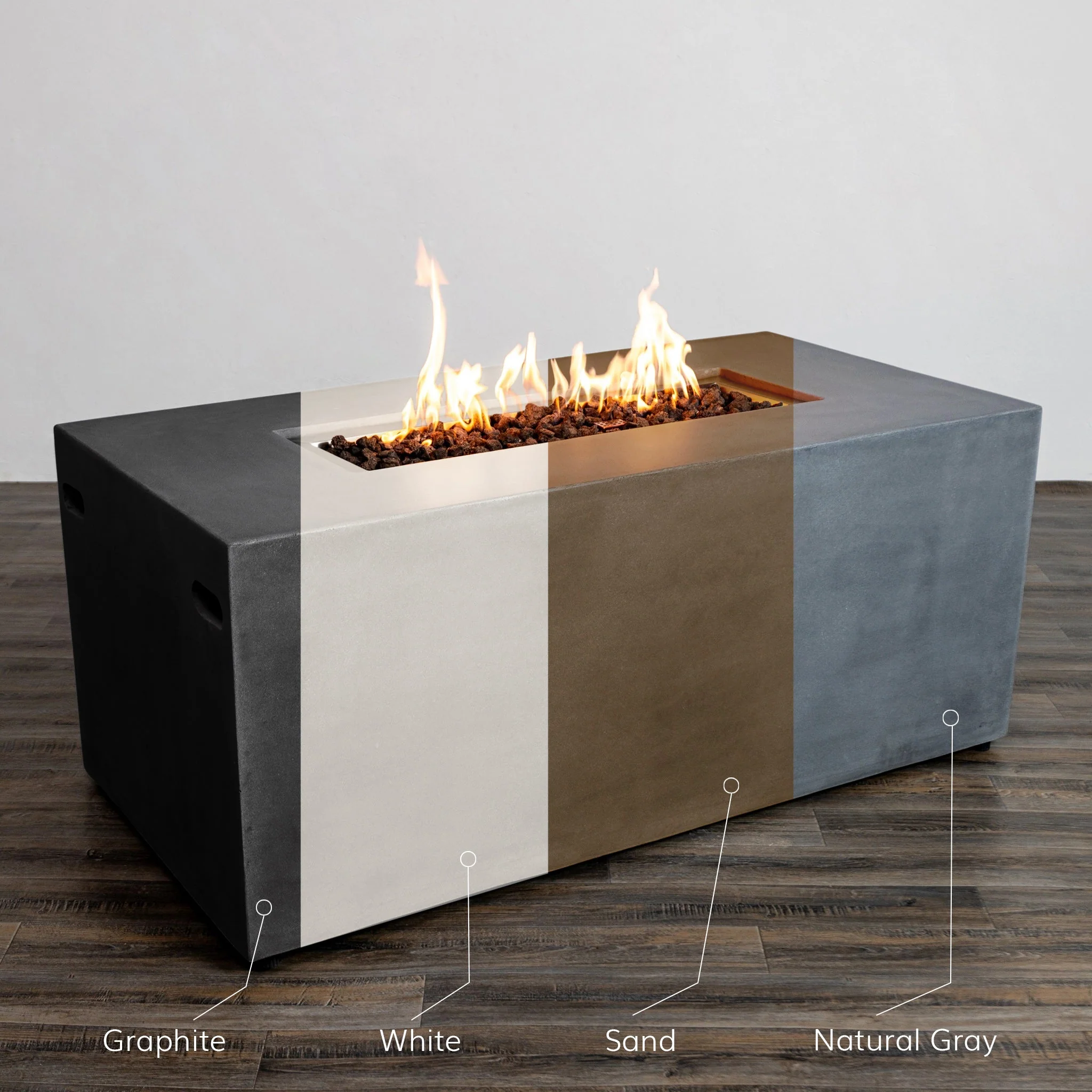 55" Rectangle Beton Concrete (GFRC) Gas Fire Pit with Hidden Propane Tank by Starfire Designs - Image 4