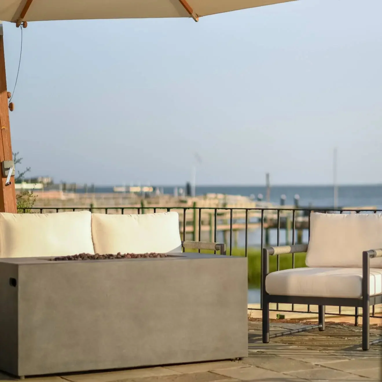 55" Rectangle Beton Concrete (GFRC) Gas Fire Pit with Hidden Propane Tank by Starfire Designs - Image 6