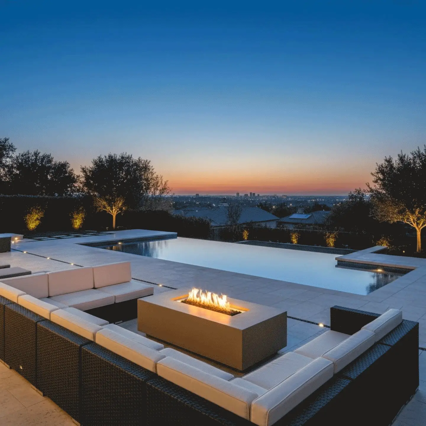 55" Rectangle Beton Concrete (GFRC) Natural Gas Fire Pit - Sand by Starfire Designs - Image 6