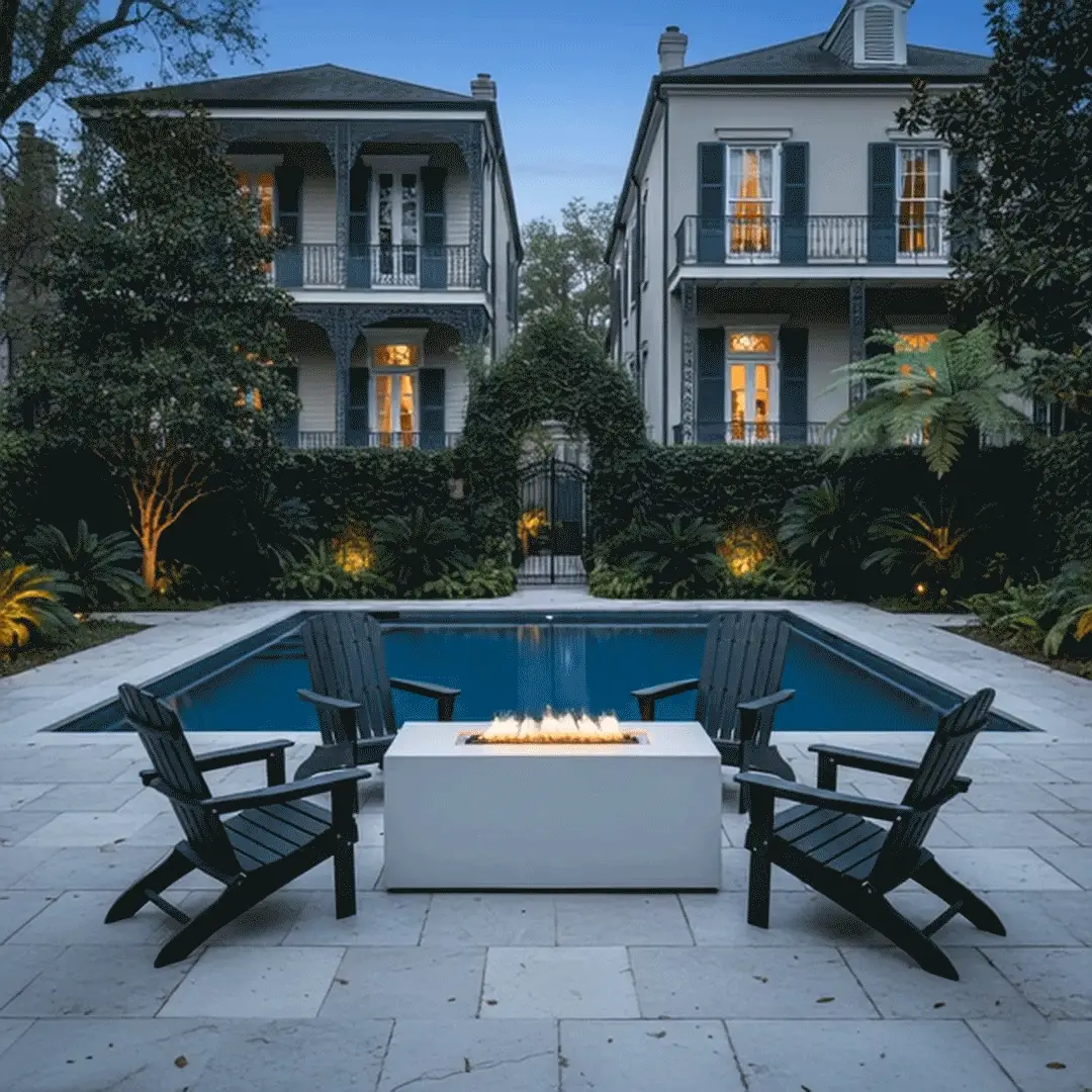 55" Rectangle Beton Concrete (GFRC) Gas Fire Pit with Hidden Propane Tank - White by Starfire Designs - Image 7
