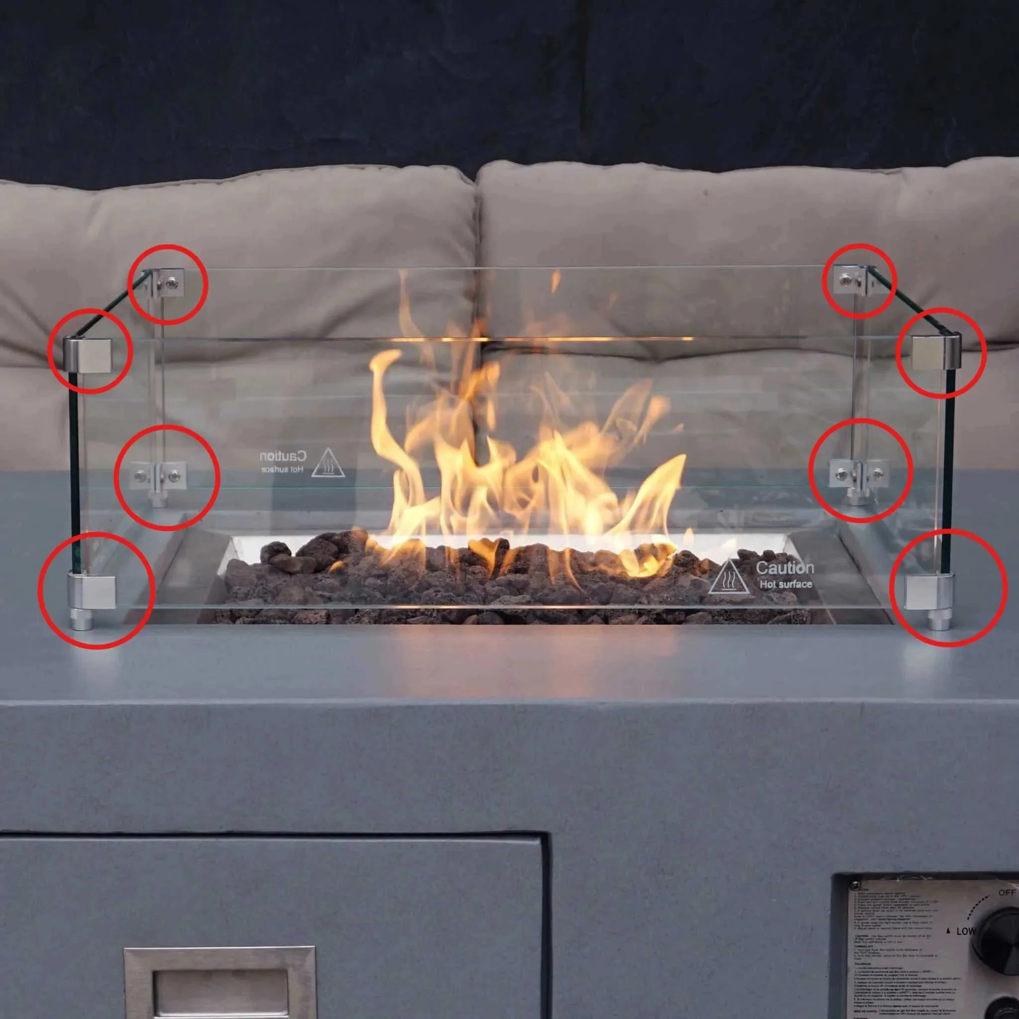 Beton Fire Pit Square and Rectangle Glass Guard Clips Kit by Starfire Designs - Image 3