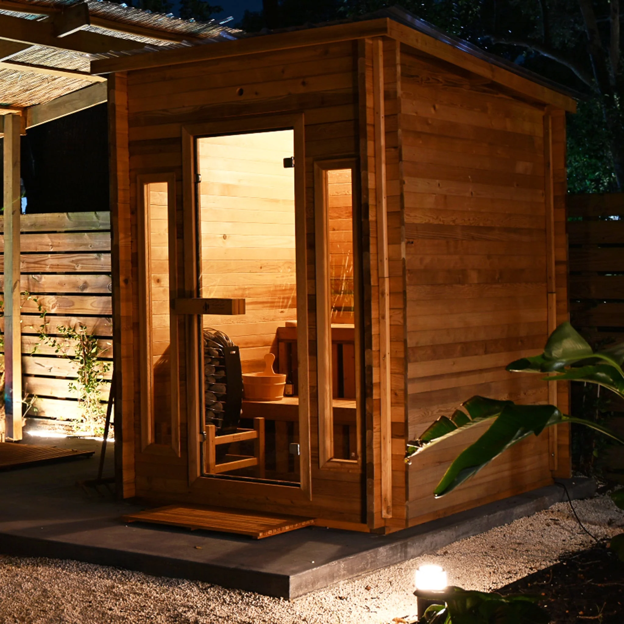 Cabin Outdoor Sauna - 4 Person w/ Harvia Spirit Wi-Fi 8kW Heater - Image 3