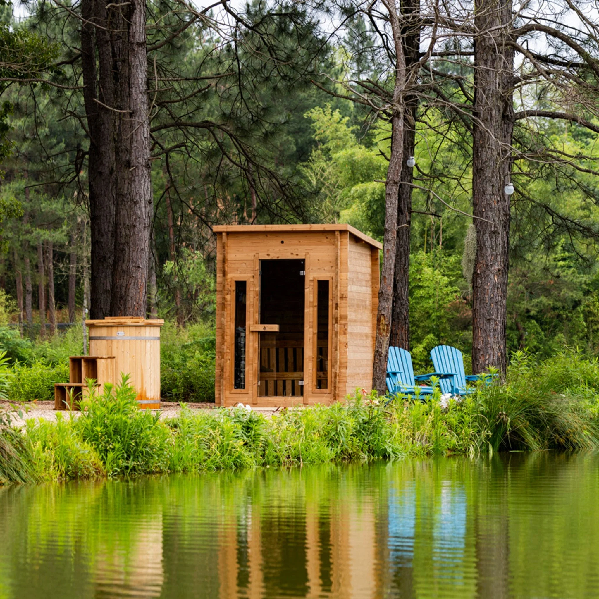 Cabin Outdoor Sauna - 4 Person w/ Harvia Spirit Wi-Fi 8kW Heater - Image 4