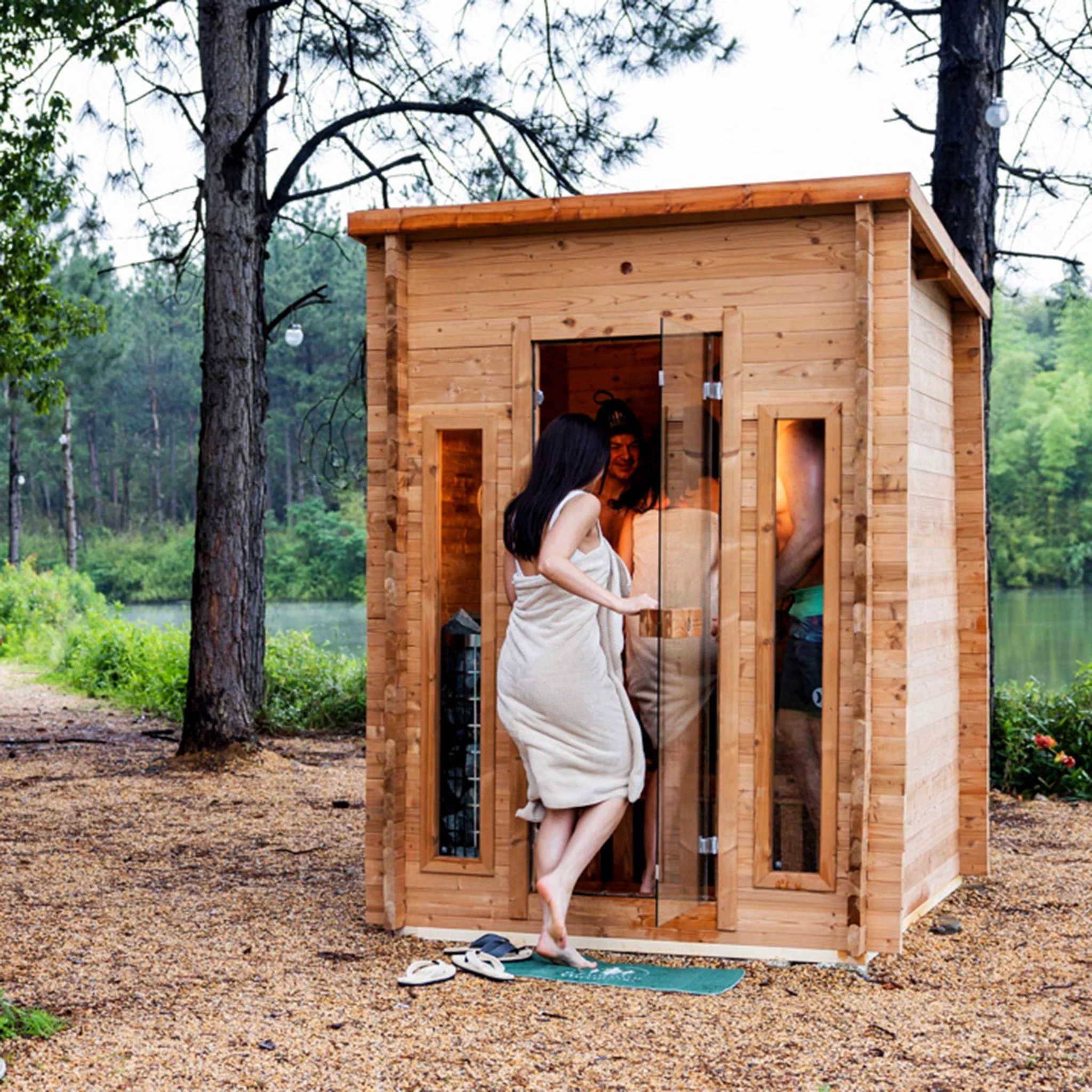 Cabin Outdoor Sauna - 4 Person w/ Harvia Spirit Wi-Fi 8kW Heater - Image 5
