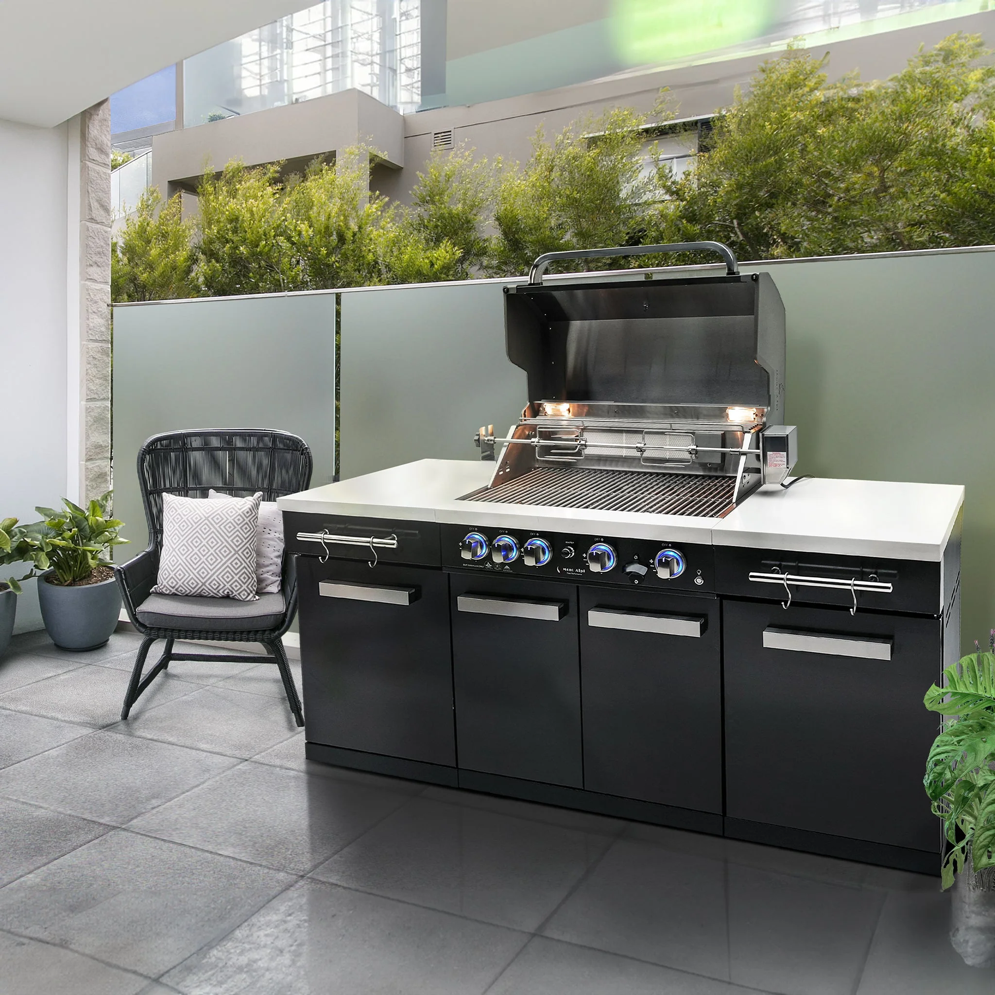 Compact Black Stainless Steel Propane Gas BBQ Island Grill - MA-957 by Mont Alpi - Image 8
