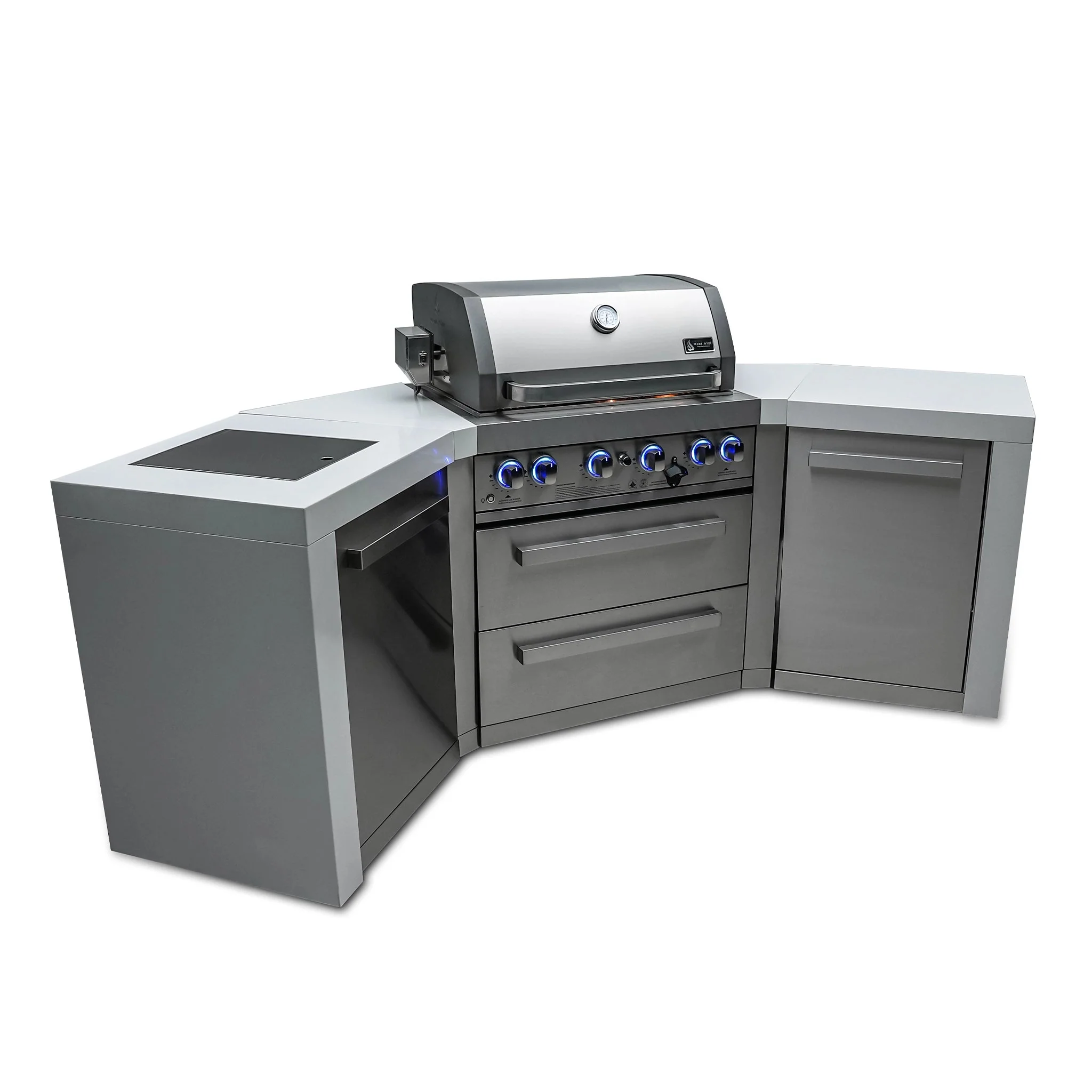 Deluxe 4-Burner 45 Degree Corners with Side Burner and Rotisserie Kit Stainless Steel Propane Gas BBQ Island Grill - MAi400-D45 by Mont Alpi - Image 2