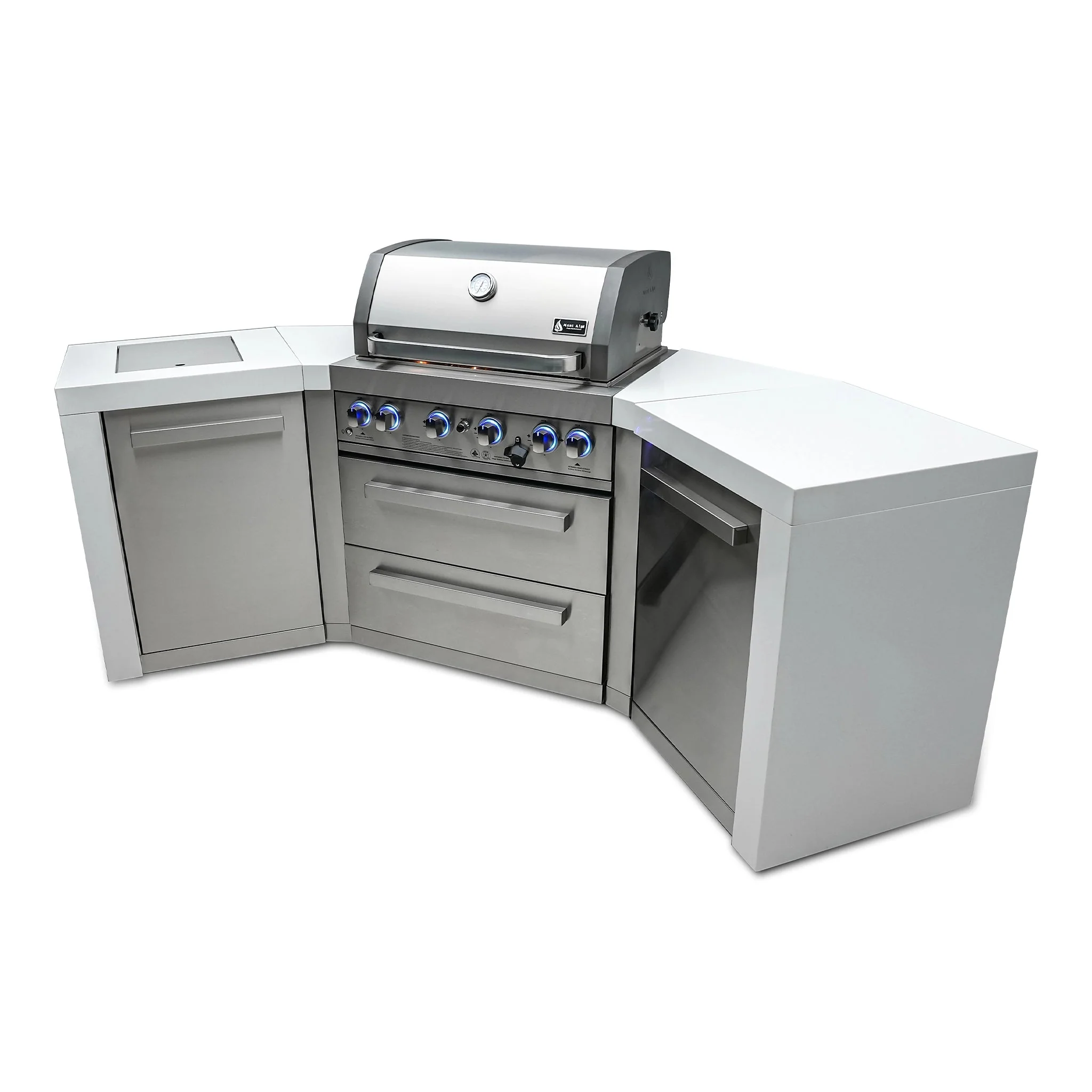Deluxe 4-Burner 45 Degree Corners with Side Burner and Rotisserie Kit Stainless Steel Propane Gas BBQ Island Grill - MAi400-D45 by Mont Alpi - Image 3