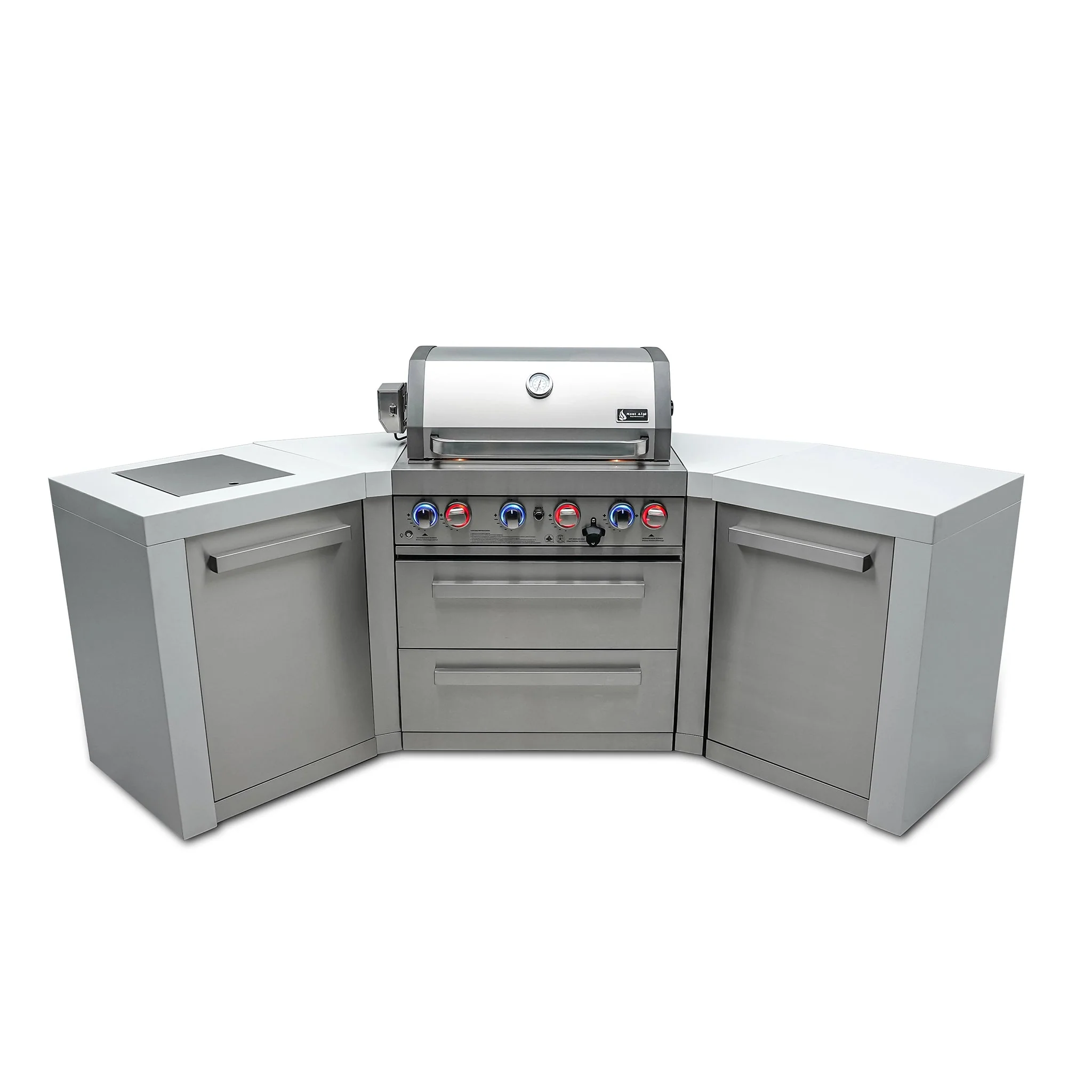 Deluxe 4-Burner 45 Degree Corners with Side Burner and Rotisserie Kit Stainless Steel Propane Gas BBQ Island Grill - MAi400-D45 by Mont Alpi - Image 4
