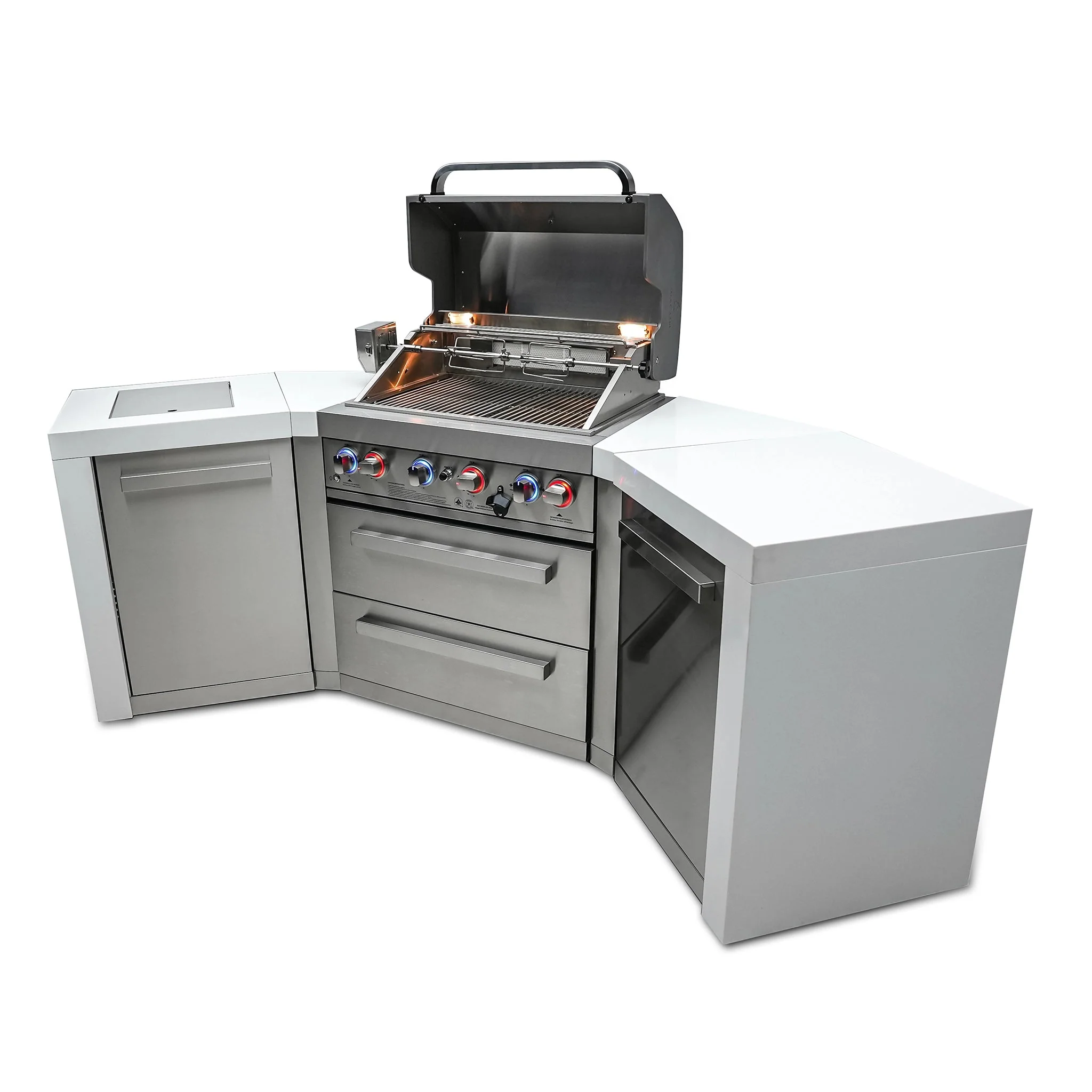 Deluxe 4-Burner 45 Degree Corners with Side Burner and Rotisserie Kit Stainless Steel Propane Gas BBQ Island Grill - MAi400-D45 by Mont Alpi - Image 5