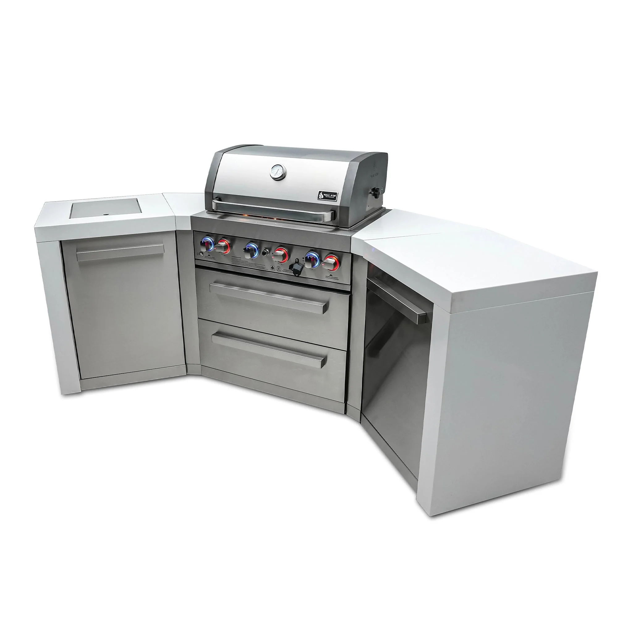 Deluxe 4-Burner 45 Degree Corners with Side Burner and Rotisserie Kit Stainless Steel Propane Gas BBQ Island Grill - MAi400-D45 by Mont Alpi - Image 6