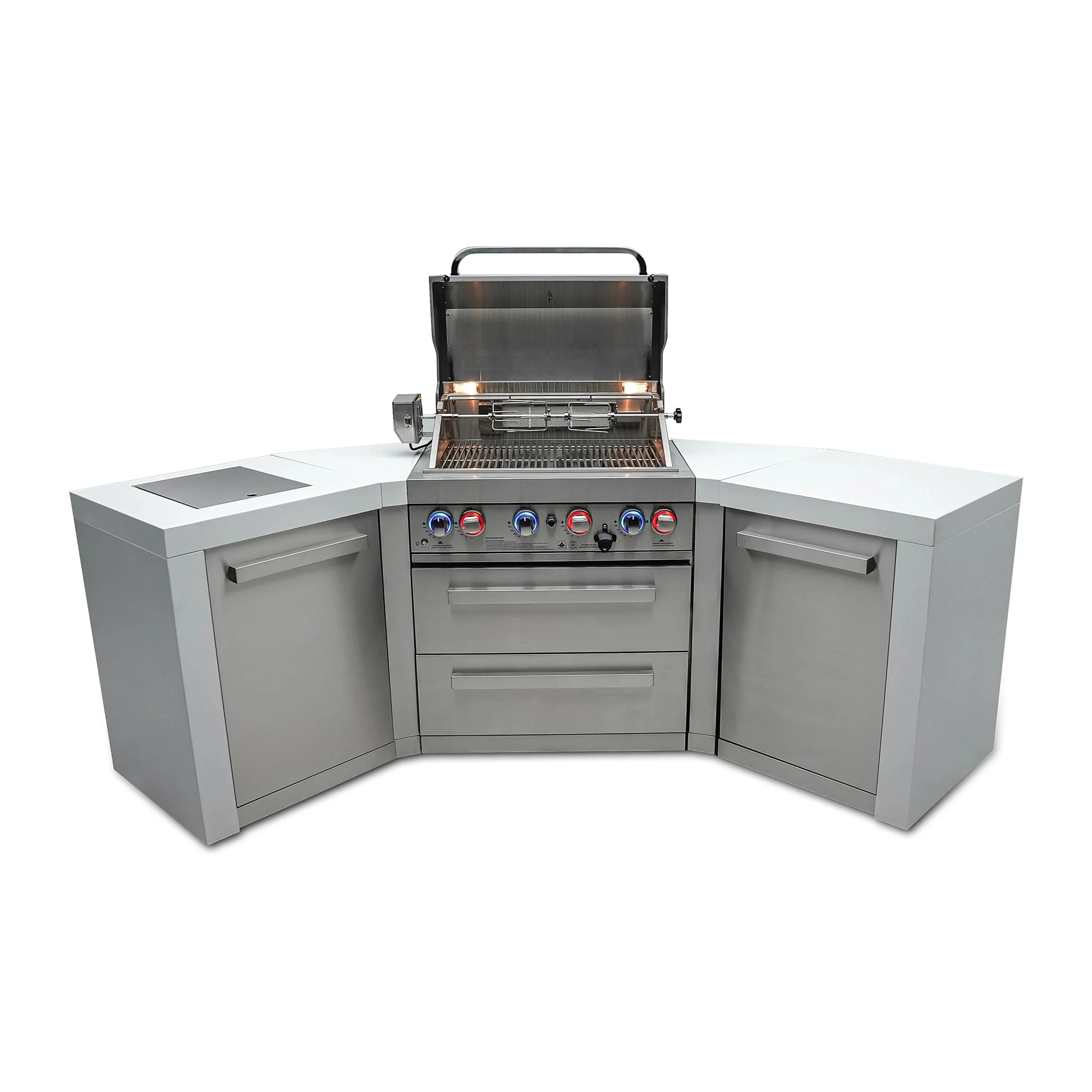 Deluxe 4-Burner 45 Degree Corners with Side Burner and Rotisserie Kit Stainless Steel Propane Gas BBQ Island Grill - MAi400-D45 by Mont Alpi - Image 7