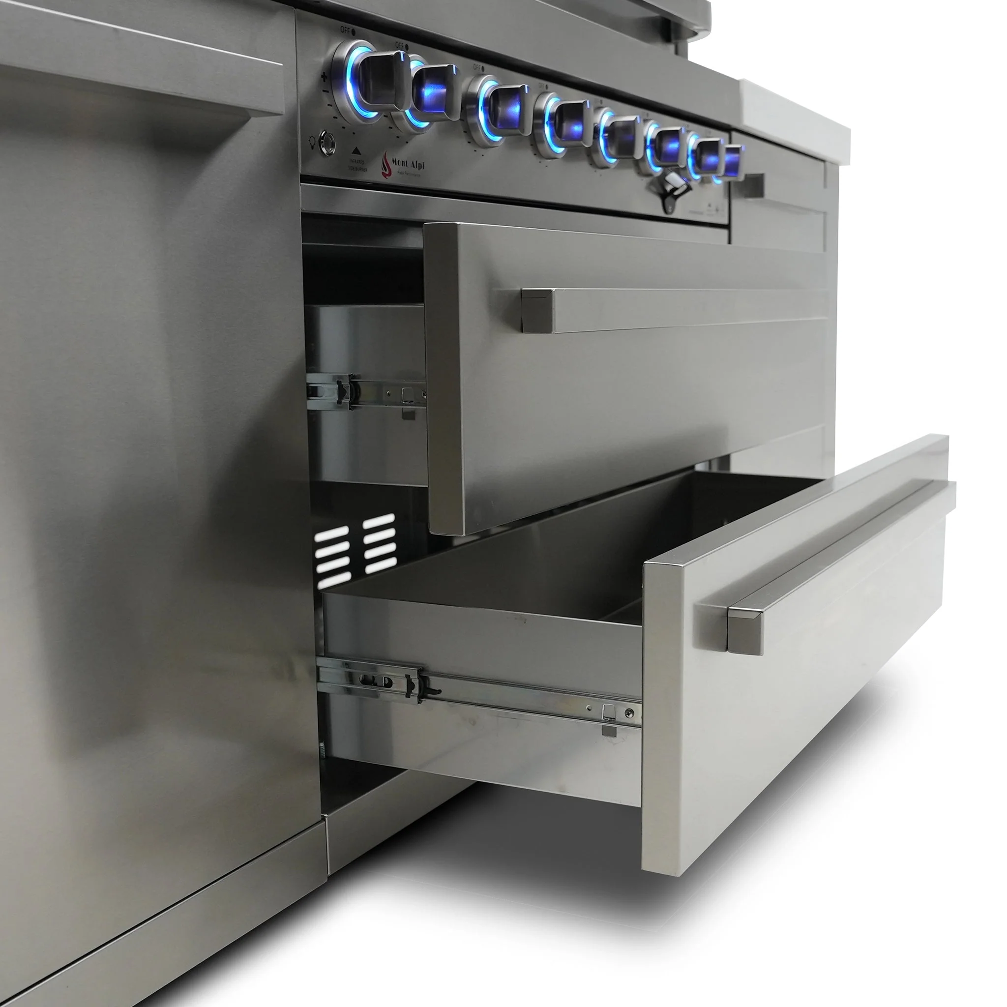 Deluxe 6-Burner 45 Degree Corners with Cabinet and Side Burner Stainless Steel Propane Gas BBQ Island Grill - MAi805-D45 by Mont Alpi - Image 16