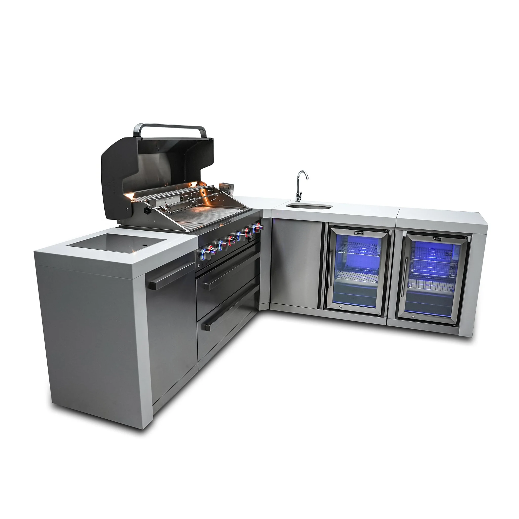 Deluxe 6-Burner 90 Degree Corner with Beverage Center and Fridge Cabinet Stainless Steel Propane Gas BBQ Island Grill - MAi805-D90BEVFC by Mont Alpi - Image 5