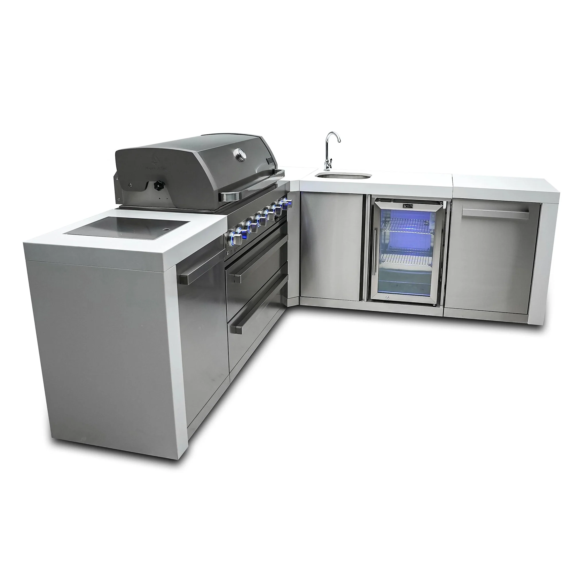 Deluxe 6-Burner 90 Degree Corner with Beverage Center Stainless Steel Propane Gas BBQ Island Grill - MAi805-D90BEV by Mont Alpi - Image 6