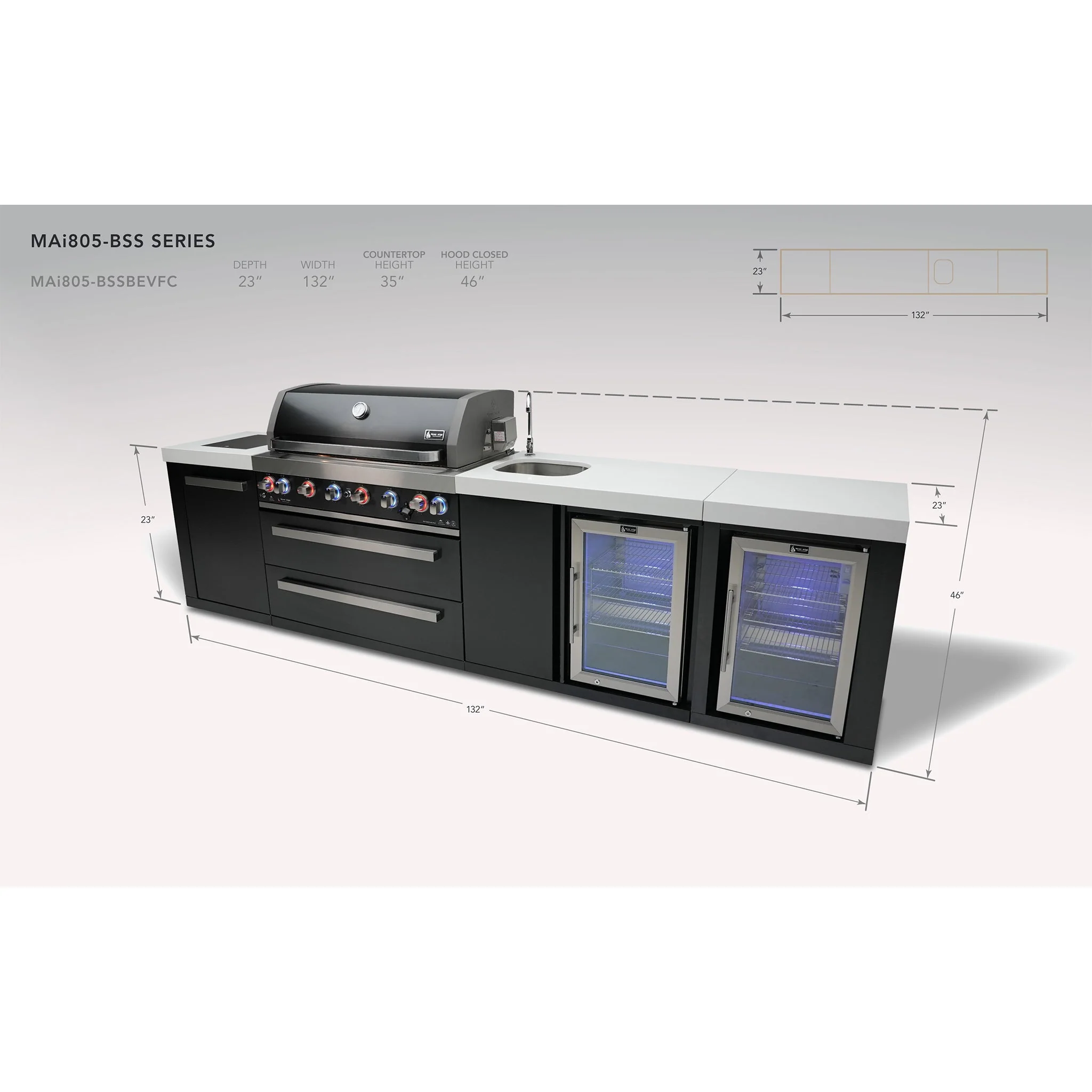 Deluxe 6-Burner with Beverage Center, Side Burner and Rotisserie Kit Black Stainless Steel Propane Gas BBQ Island Grill - MAi805-BSSBEV by Mont Alpi - Image 18