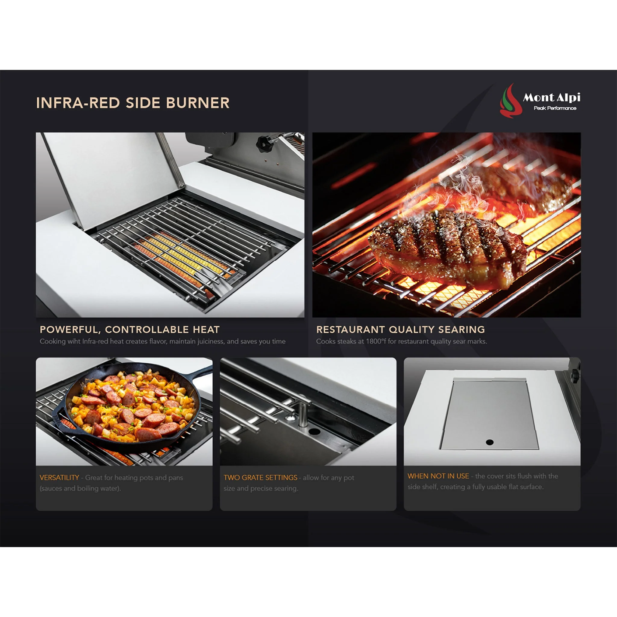 Deluxe 6-Burner with Beverage Center, Side Burner and Rotisserie Kit Black Stainless Steel Propane Gas BBQ Island Grill - MAi805-BSSBEV by Mont Alpi - Image 22