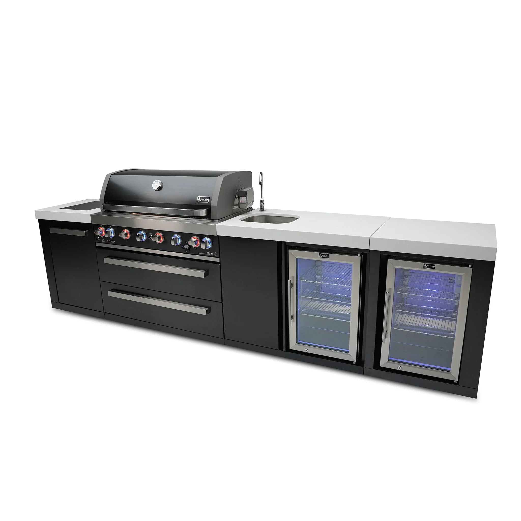 Deluxe 6-Burner with Beverage Center, Side Burner and Rotisserie Kit Black Stainless Steel Propane Gas BBQ Island Grill - MAi805-BSSBEV by Mont Alpi - Image 3