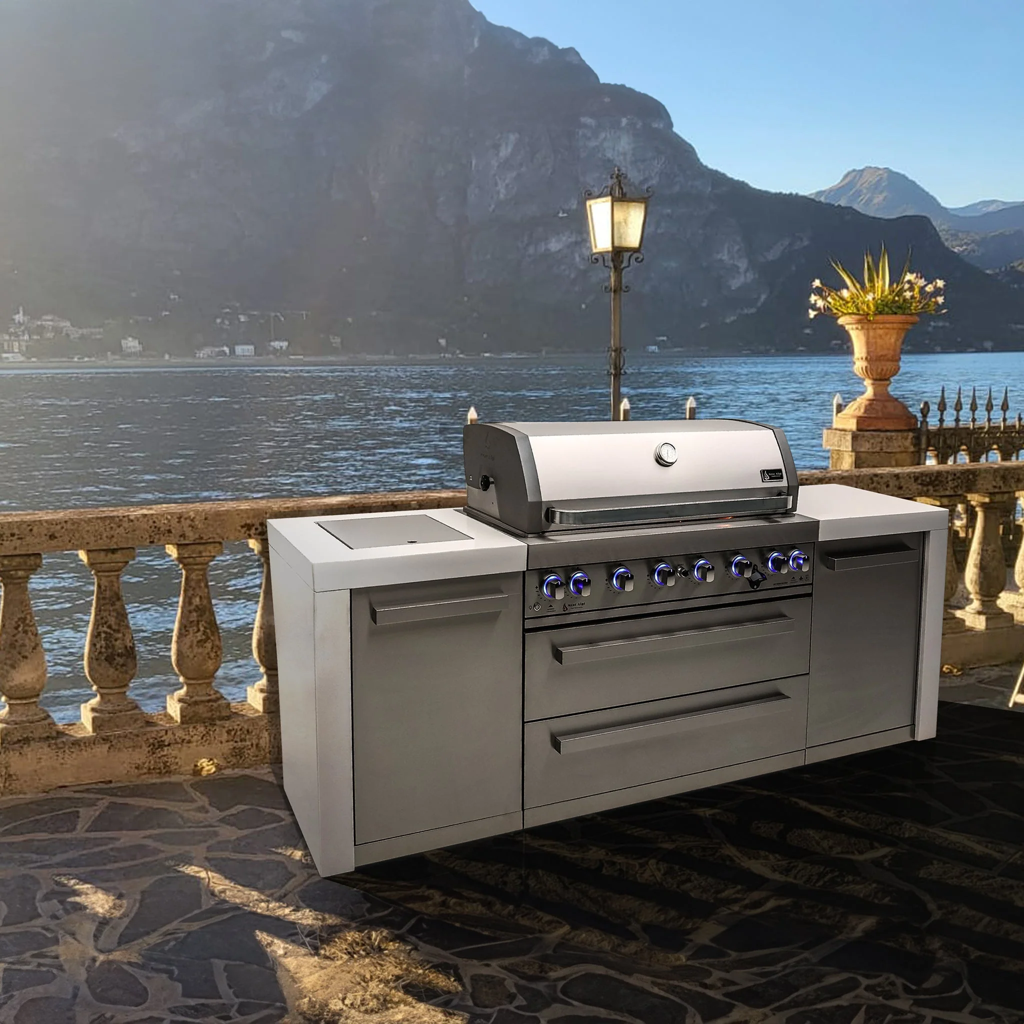 Deluxe 6-Burner with Granite Surface Stainless Steel Propane Gas BBQ Island Grill - MAi805-D by Mont Alpi - Image 18