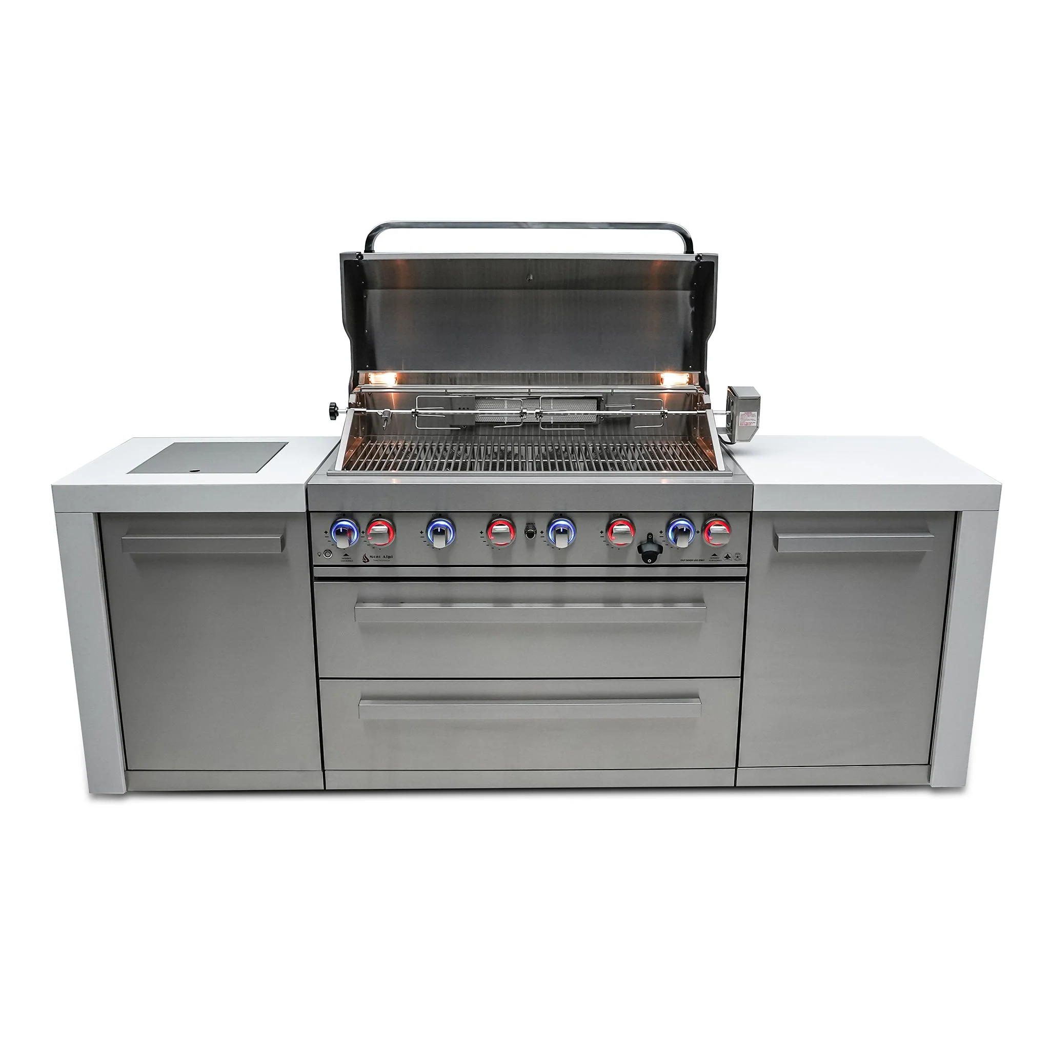 Deluxe 6-Burner with Granite Surface Stainless Steel Propane Gas BBQ Island Grill - MAi805-D by Mont Alpi - Image 2